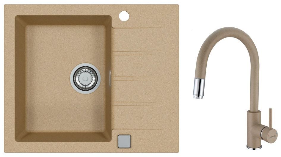 Set évier en granit Alveus Cadit 1132019, mitigeur de cuisine Alveus Delos 1129020