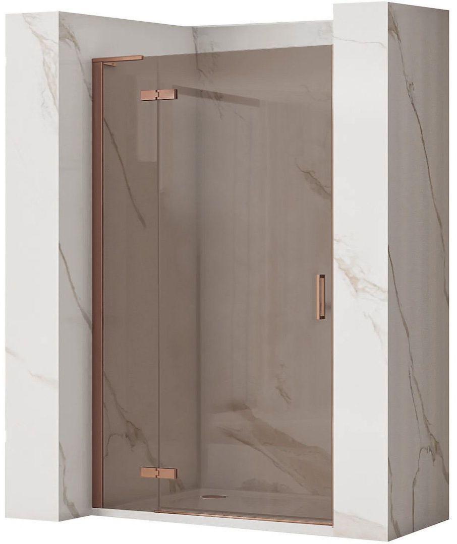 Rea Hugo porte de douche 90 cm à ouverture basculante cuivre brossé/verre brun REA-K6961