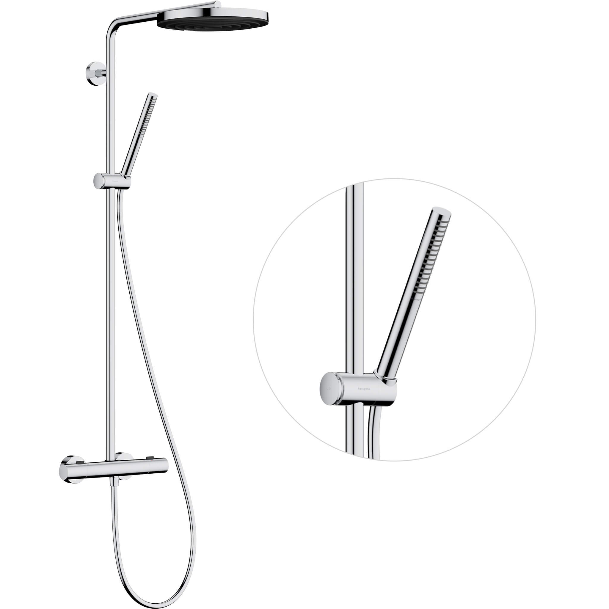 Hansgrohe Pulsify S Puro ensemble de douche mural avec thermostat avec douche pluie chrome 24222000