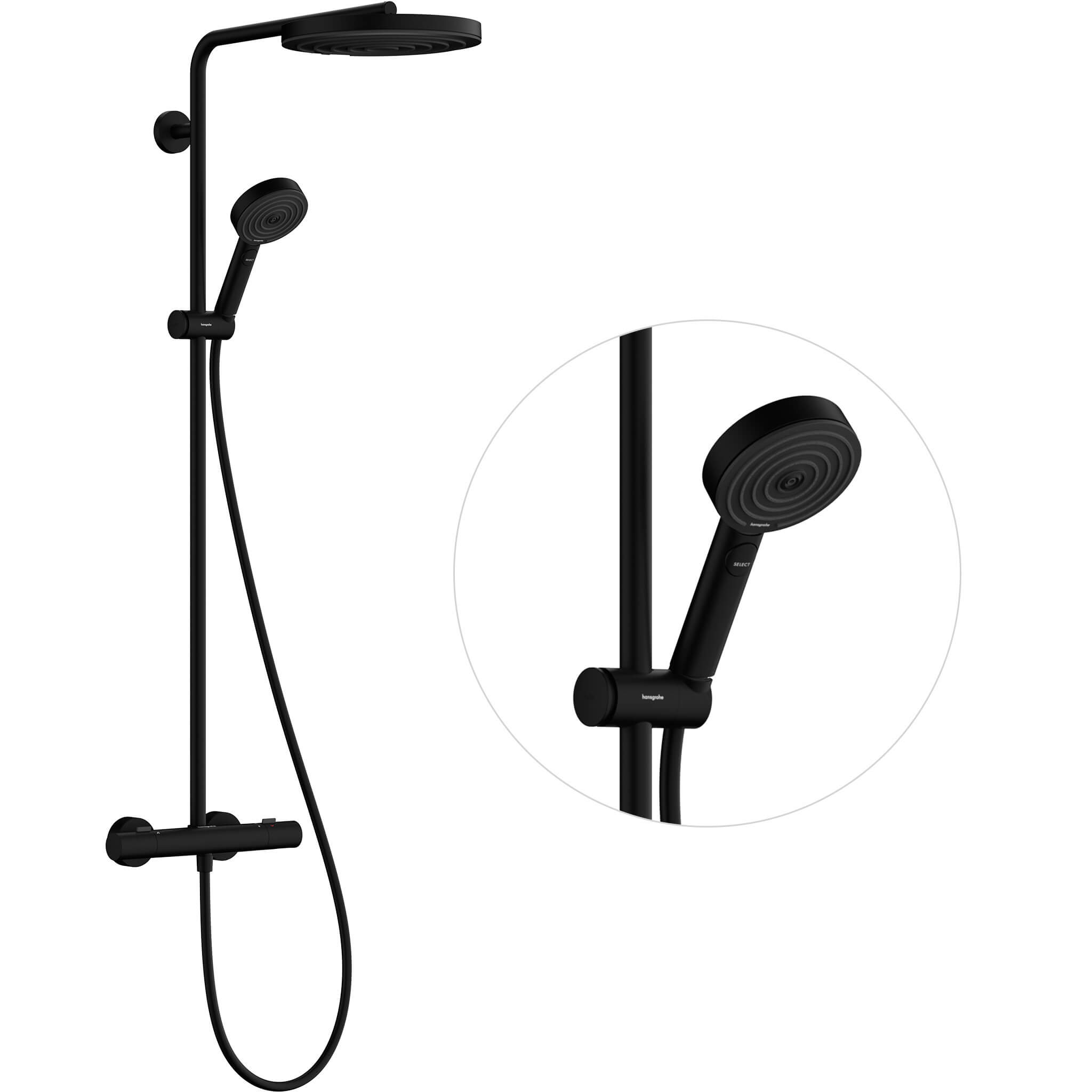 Hansgrohe Pulsify S Puro ensemble de douche mural avec douche pluie noir 24237670