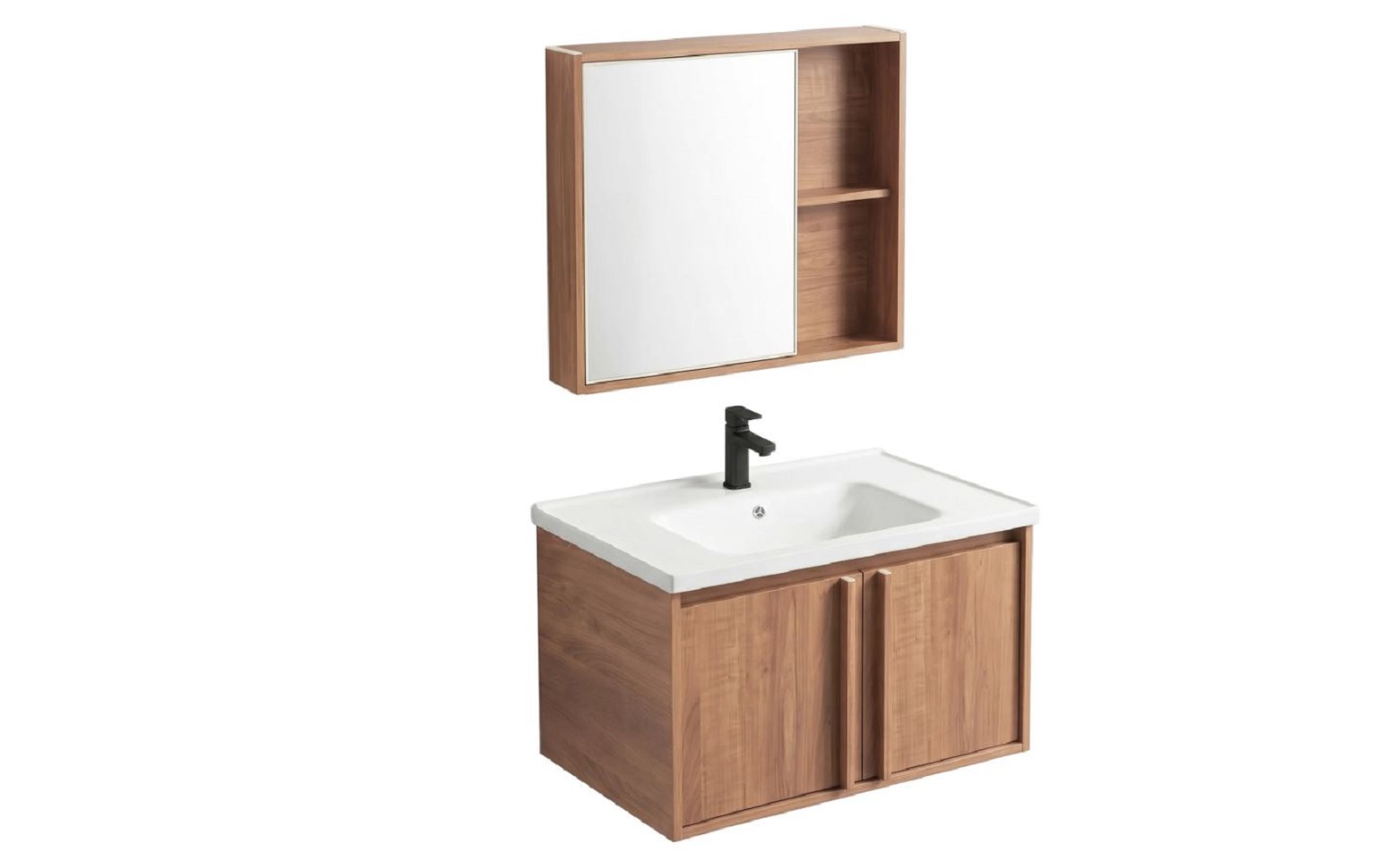 Rea Gama lavabo avec meuble et miroir 80 cm marron REA-M0212