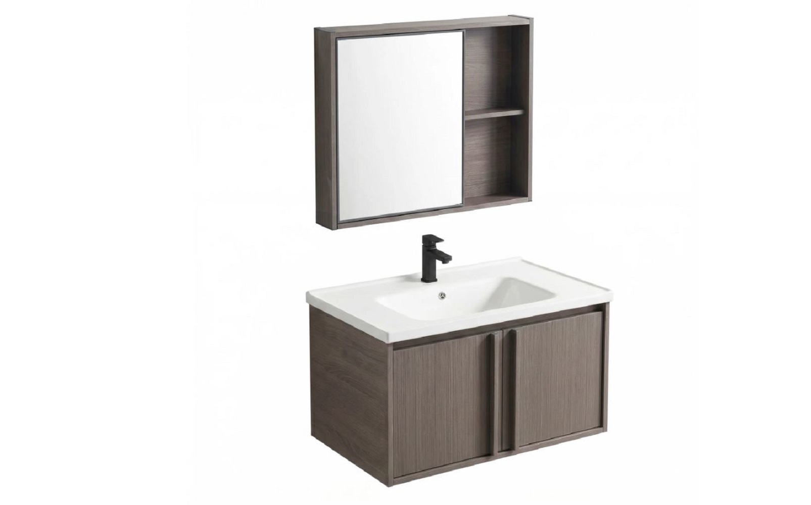 Rea Gama lavabo avec meuble et miroir 80 cm marron REA-M0210