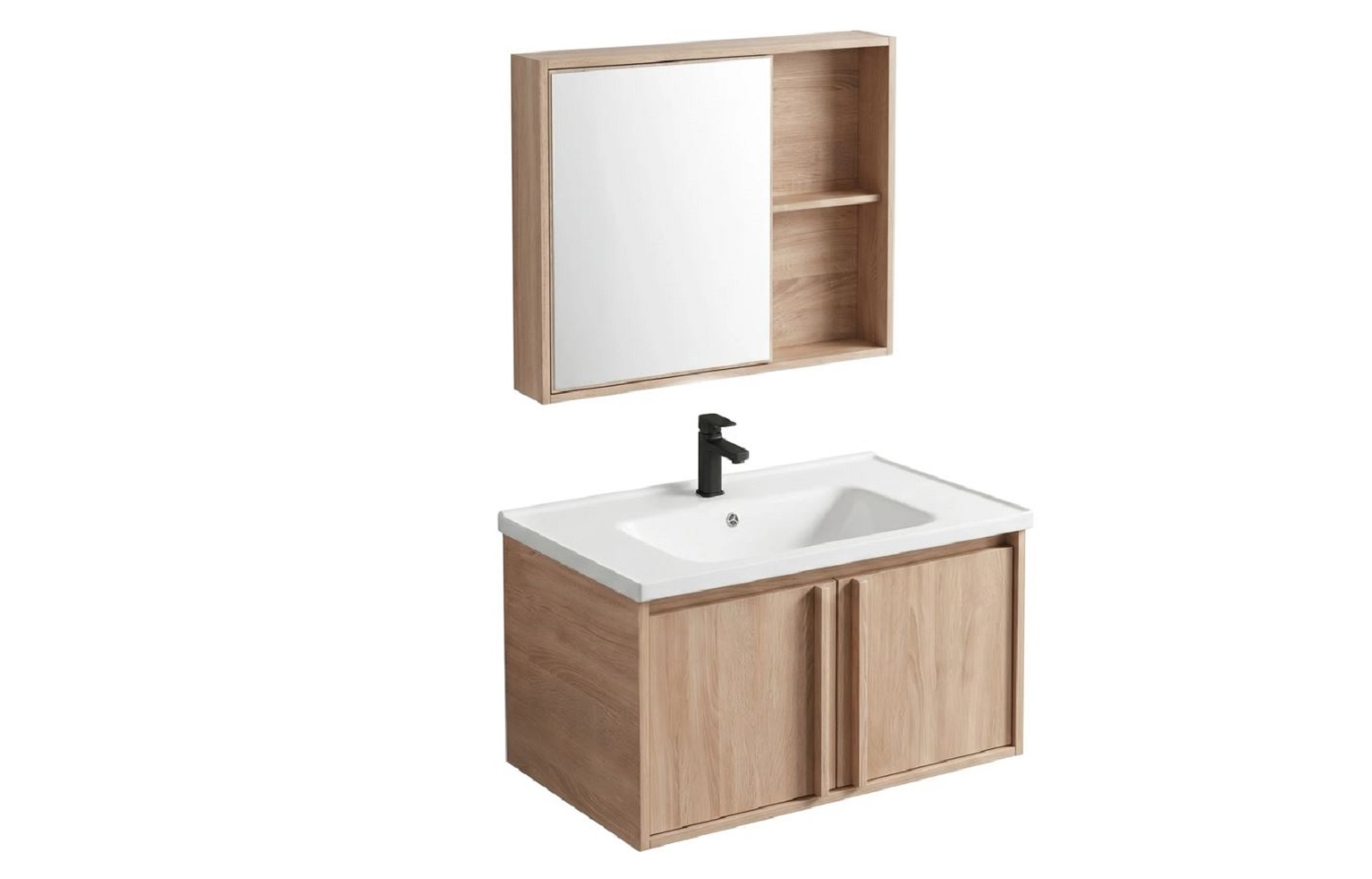 Rea Gama lavabo avec meuble et miroir 70 cm beige REA-M0206