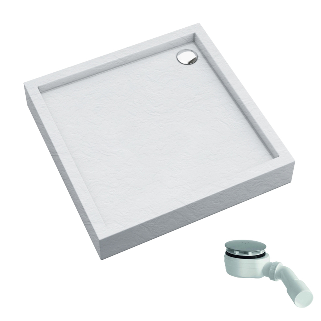 Schedline Favory Plus White Stone receveur de douche carré 90x90 cm blanc 3ST.F1K-9090/B/ST