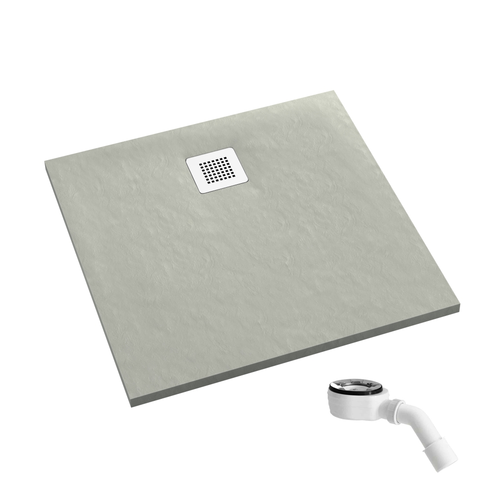 Schedpol Kalait Cement Stone receveur de douche carré 80x80 cm ciment 3.3200/CT/ST-M2