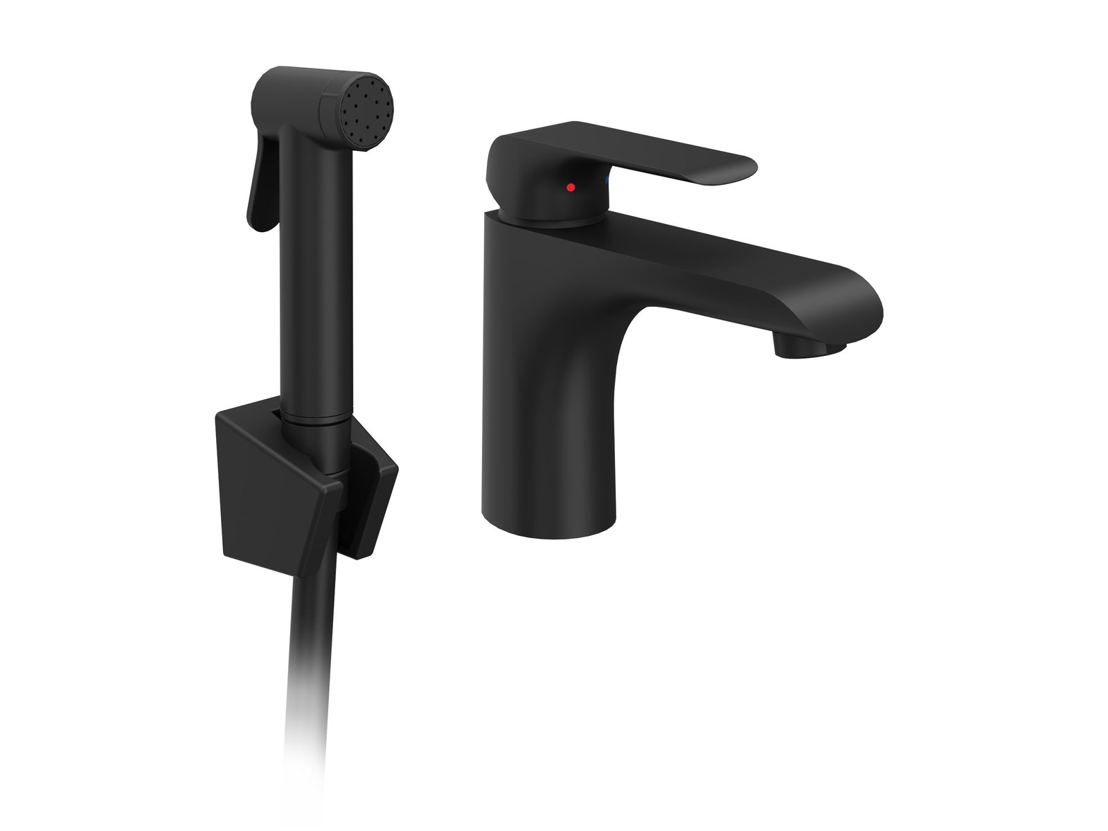 Ravak Puri mitigeur de lavabo avec douchette bidet sur pied noir X070439