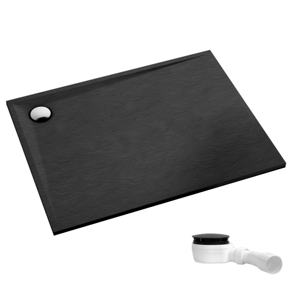 Schedpol Etrusco Black Stone receveur de douche rectangulaire 80x70 cm noir 3.468/C/ST