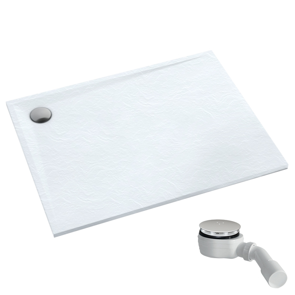 Schedpol Etrusco White Stone receveur de douche rectangulaire 110x80 cm blanc 3.473/B/ST
