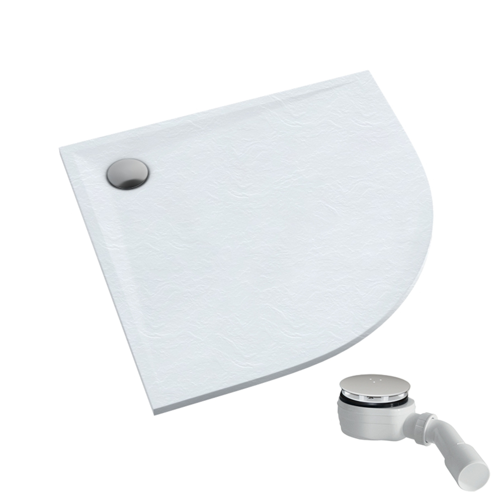 Schedpol Etrusco White Stone receveur de douche semi-circulaire 80x80 cm blanc 3.463/B/ST
