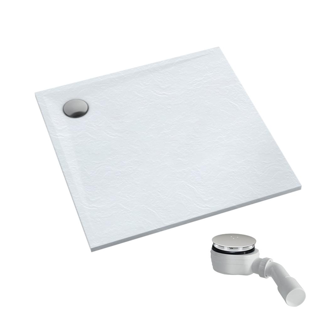 Schedpol Etrusco White Stone receveur de douche carré 90x90 cm blanc 3.461/B/ST