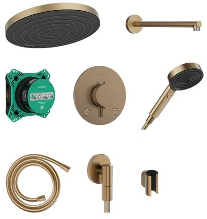 Hansgrohe Pulsify S ensemble de douche encastré avec thermostat avec douche pluie || 24624140