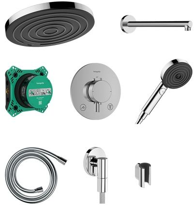 Hansgrohe Pulsify S ensemble de douche encastré avec thermostat oui noir 24624340
