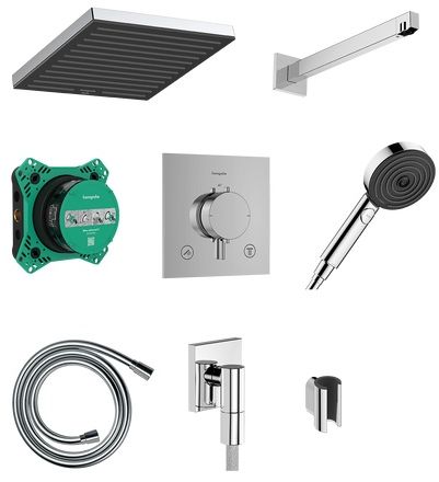 Hansgrohe Pulsify E ensemble de douche encastré avec thermostat oui noir 24625340