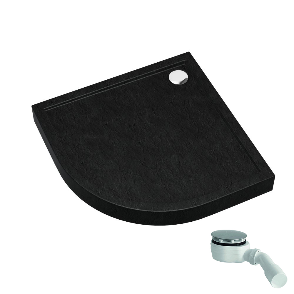 Schedpol Competia New Black Stone receveur de douche semi-circulaire 90x90 cm noir 3.4634/C/ST