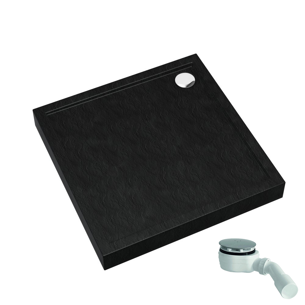 Schedpol Competia New Black Stone receveur de douche carré 90x90 cm noir 3.4631/C/ST