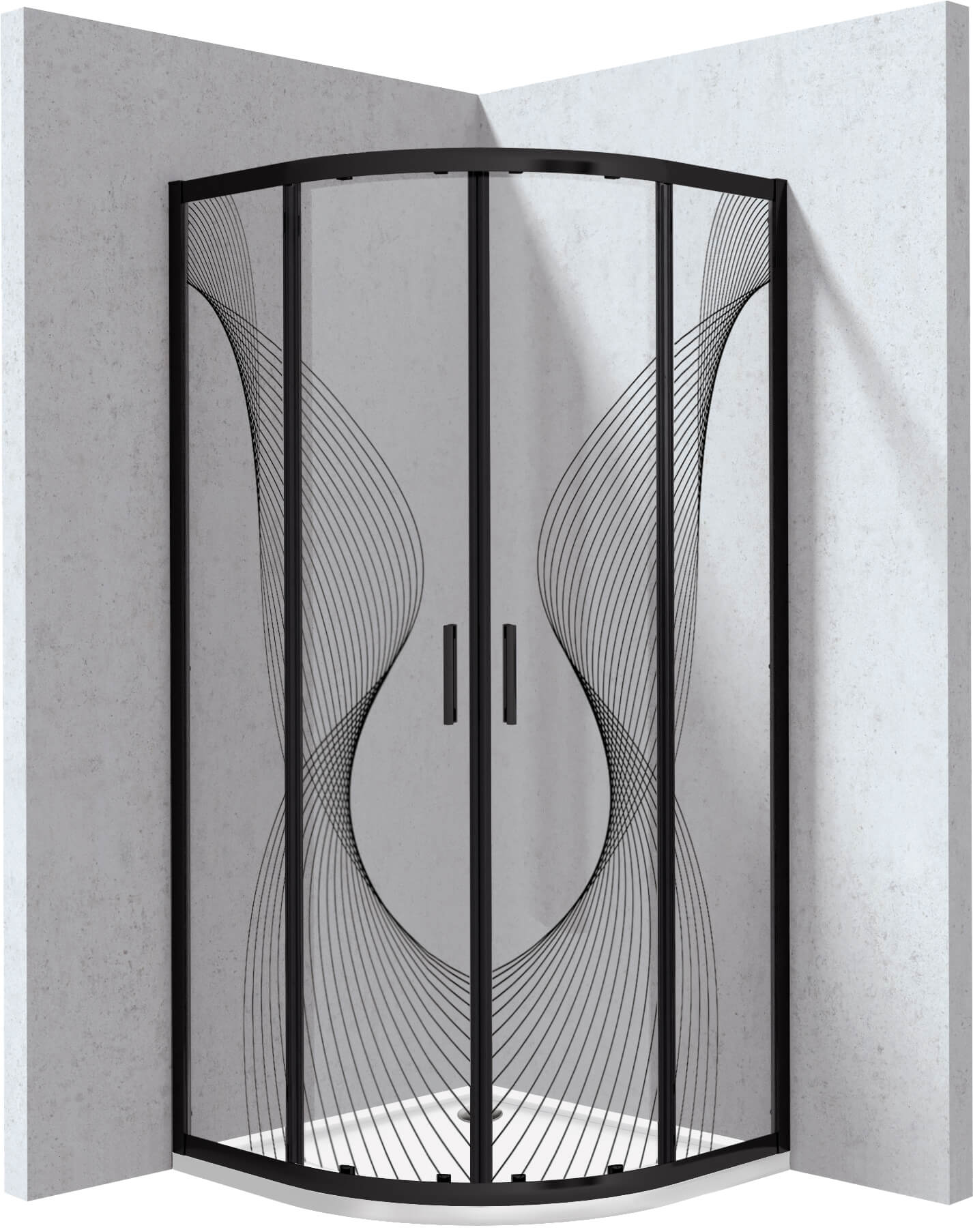Deante Funkia Evo cabine avec receveur 80x80 cm semi-circulaire noir mat/verre à motif KYPPNB88P