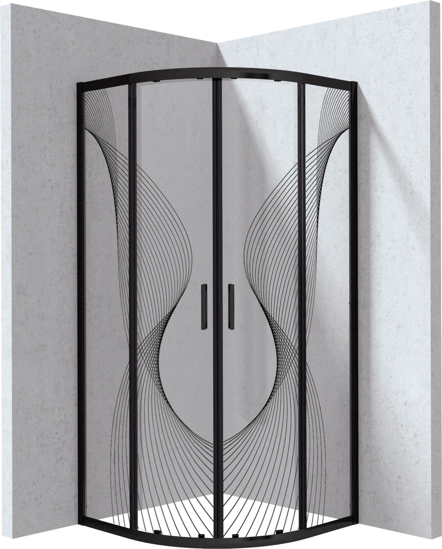 Deante Funkia Evo cabine de douche 80x80 cm semi-circulaire noir mat/verre à motif KYPNB88P