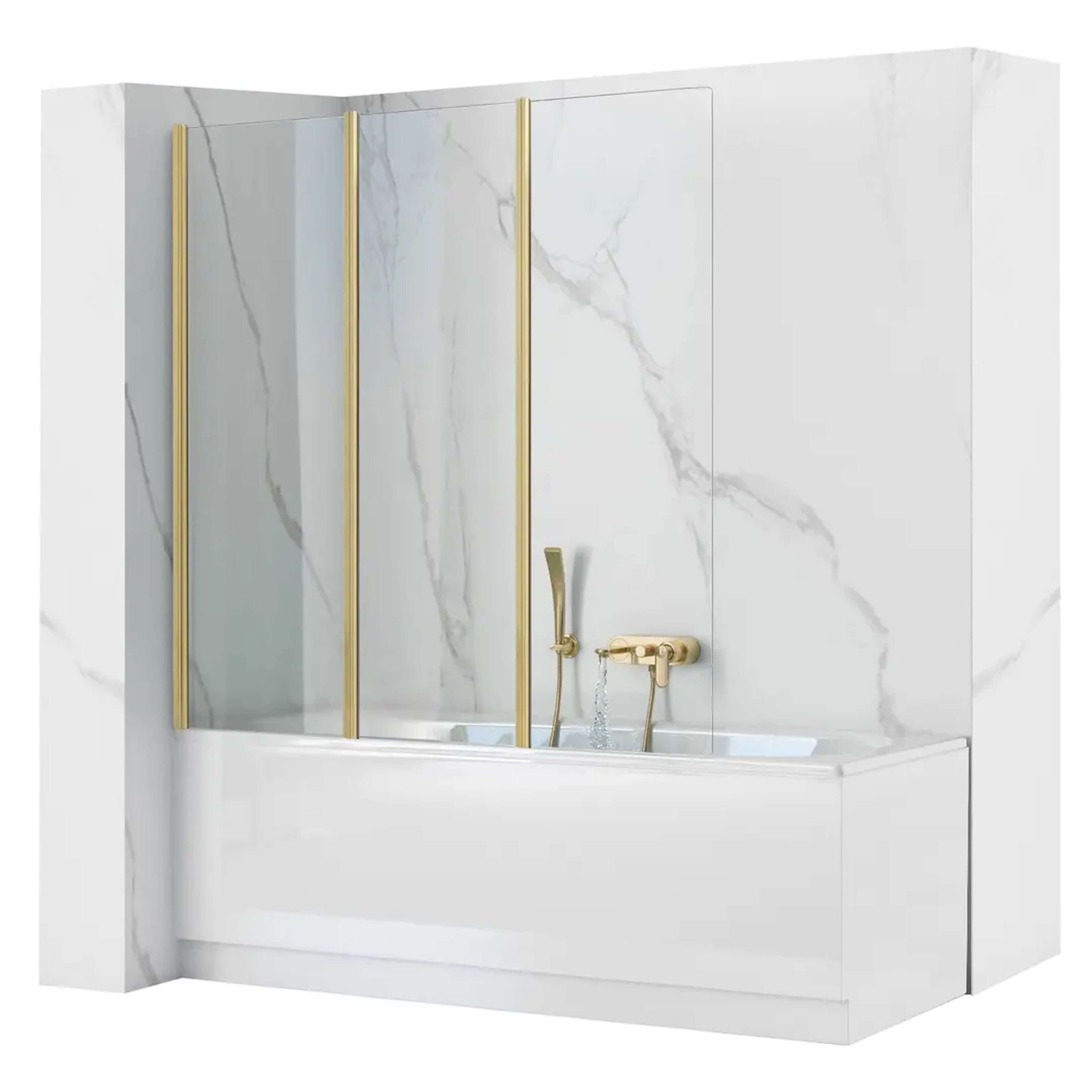 Rea Agat paroi de baignoire 120 cm trois pièces cuivre brossé/verre transparent REA-W2501