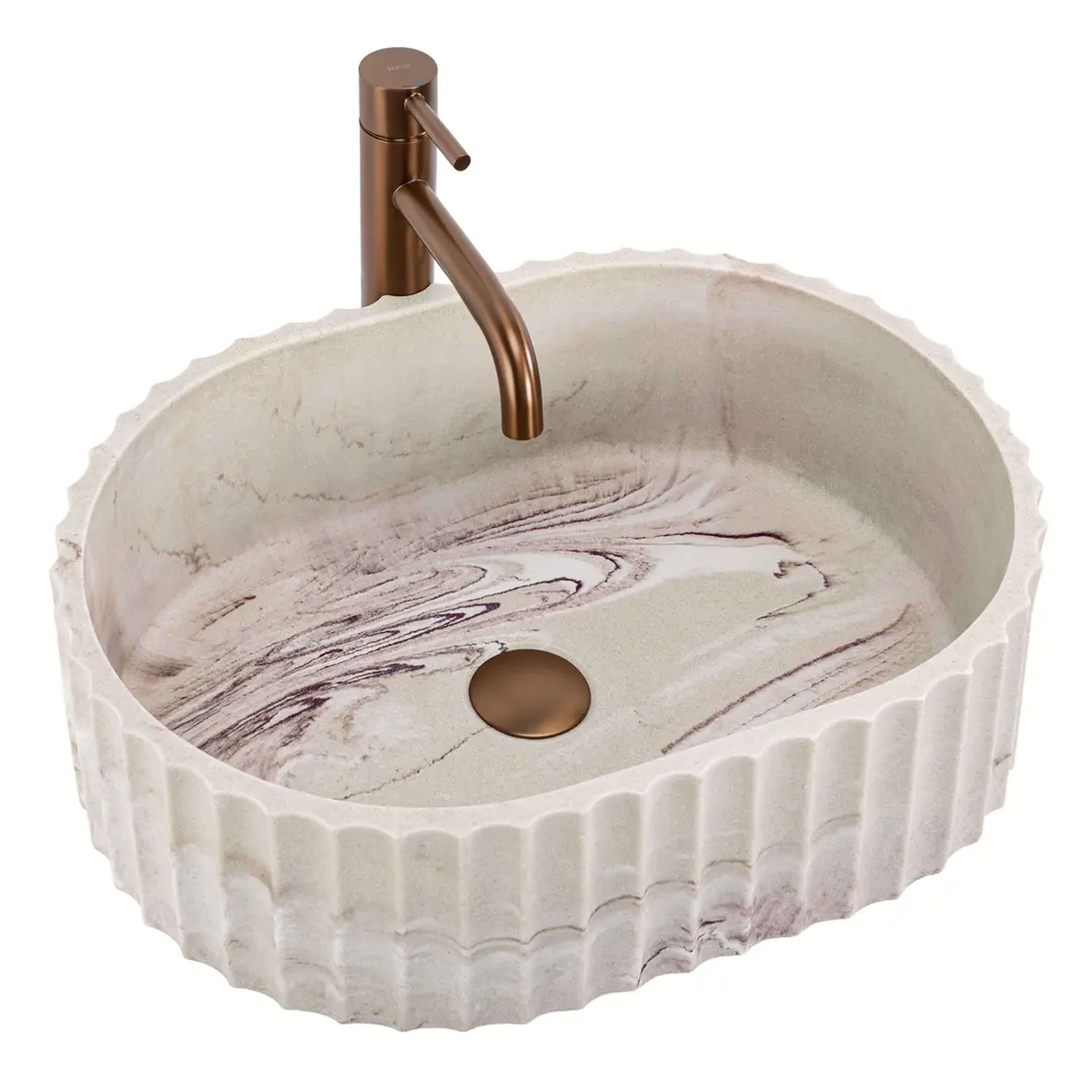 Rea Margaret lavabo 50x35.5 cm ovale à poser gris/pierre-marron/beige mat REA-U3522