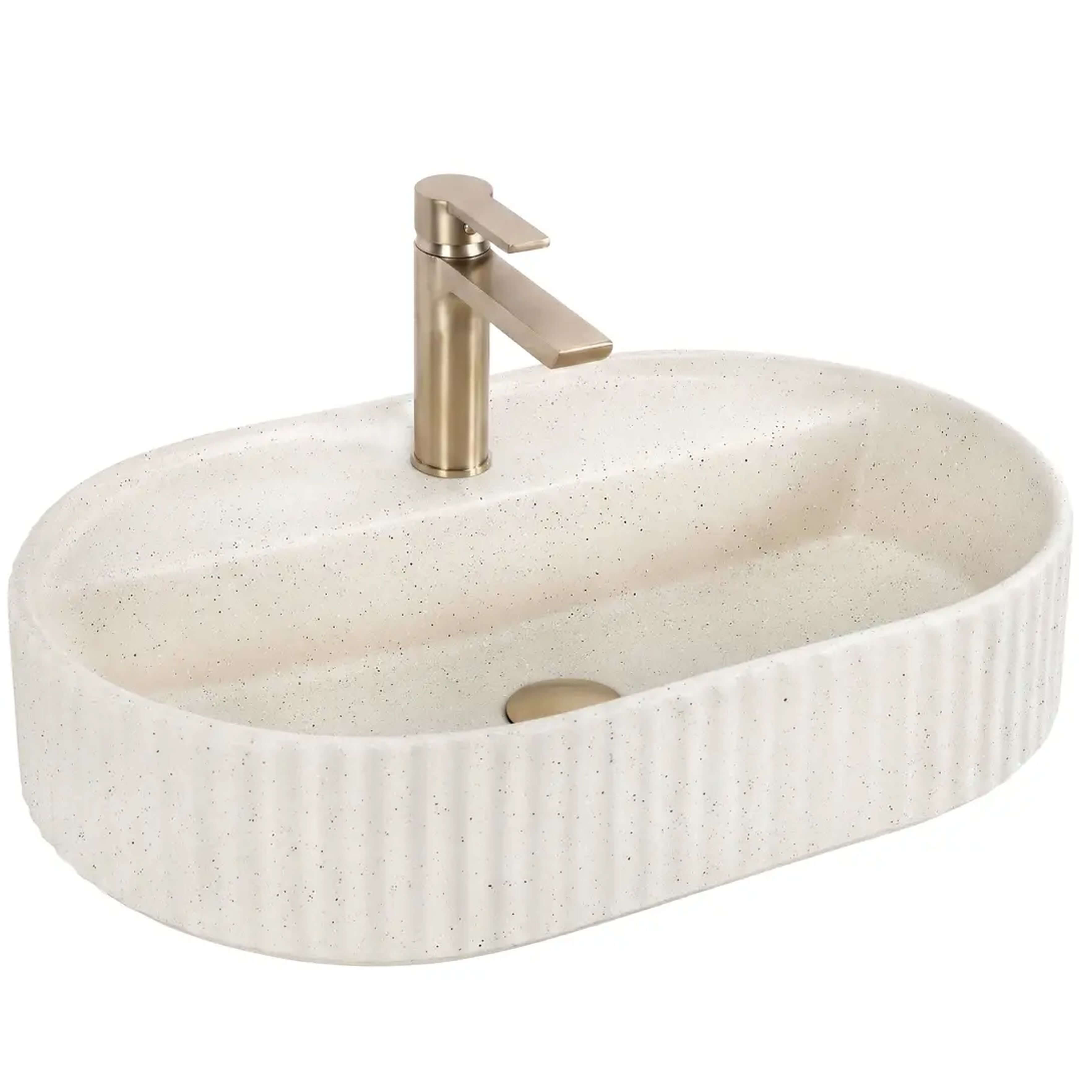 Rea Marcela lavabo 60x37 cm ovale à poser marron/beige mat REA-U3520