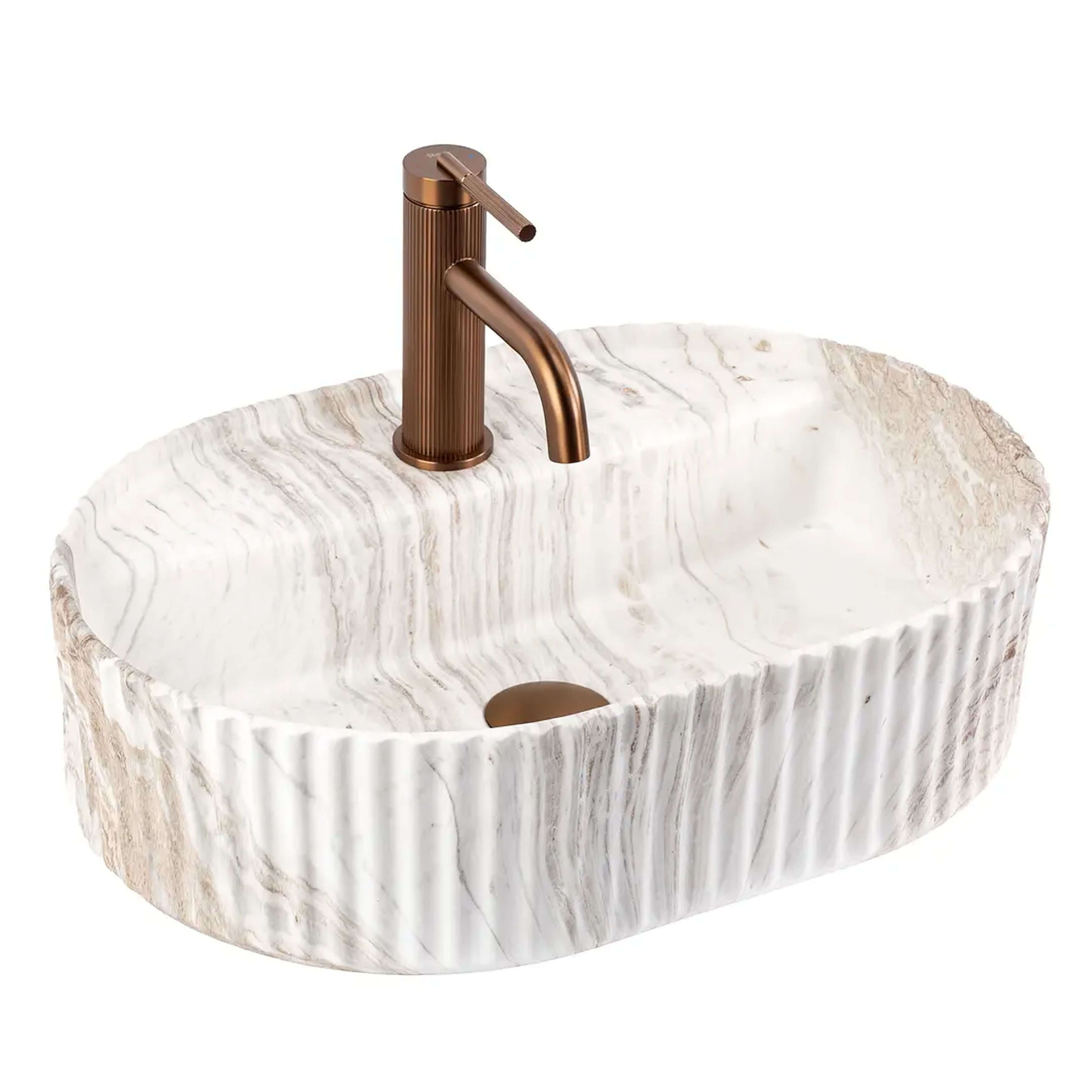 Rea Marcela lavabo 50x35.5 cm ovale à poser marron/beige mat REA-U3514