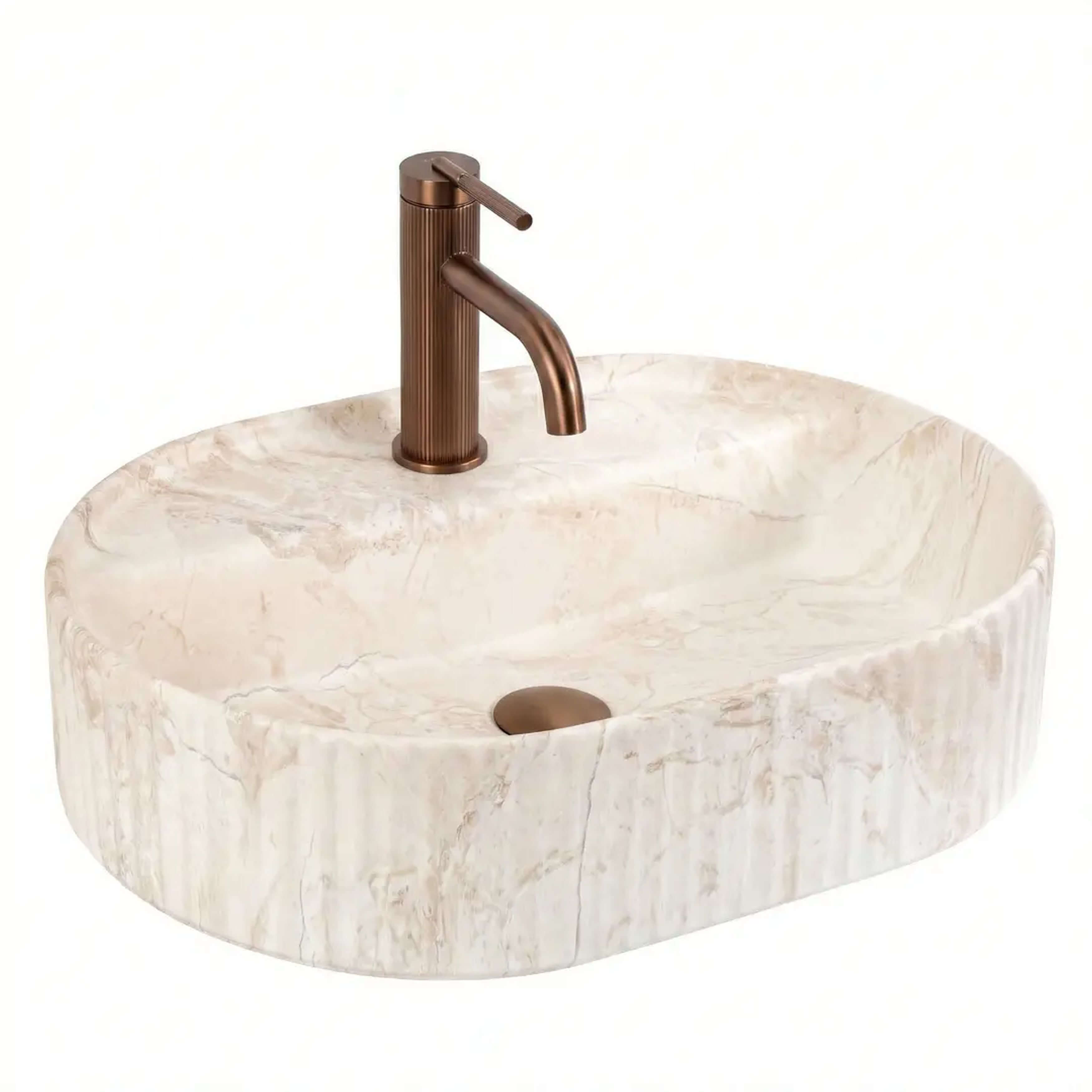 Rea Marcela lavabo 50x35.5 cm ovale à poser marron/beige mat REA-U3515