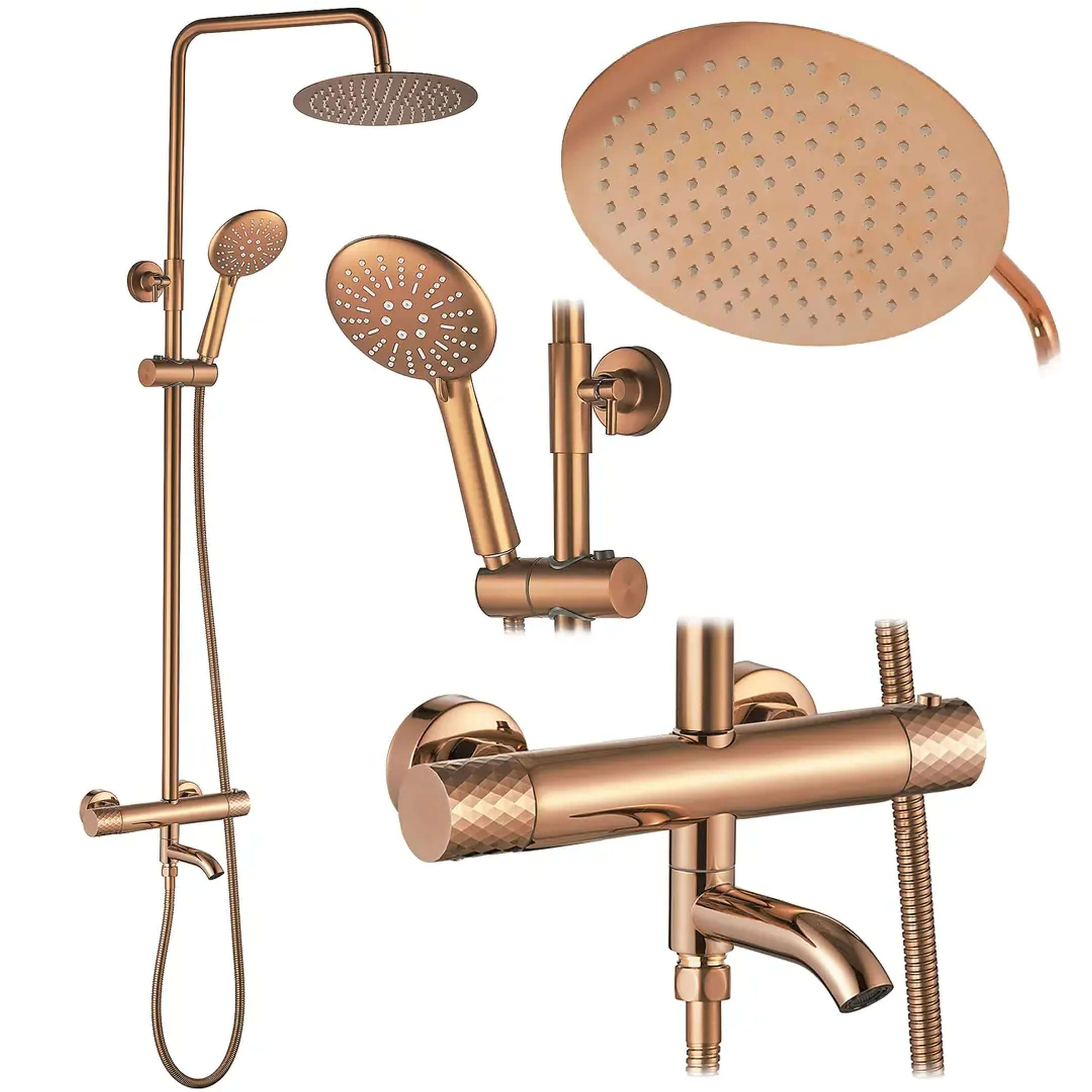 Rea Lungo ensemble de douche mural avec thermostat oui cuivre REA-P3300