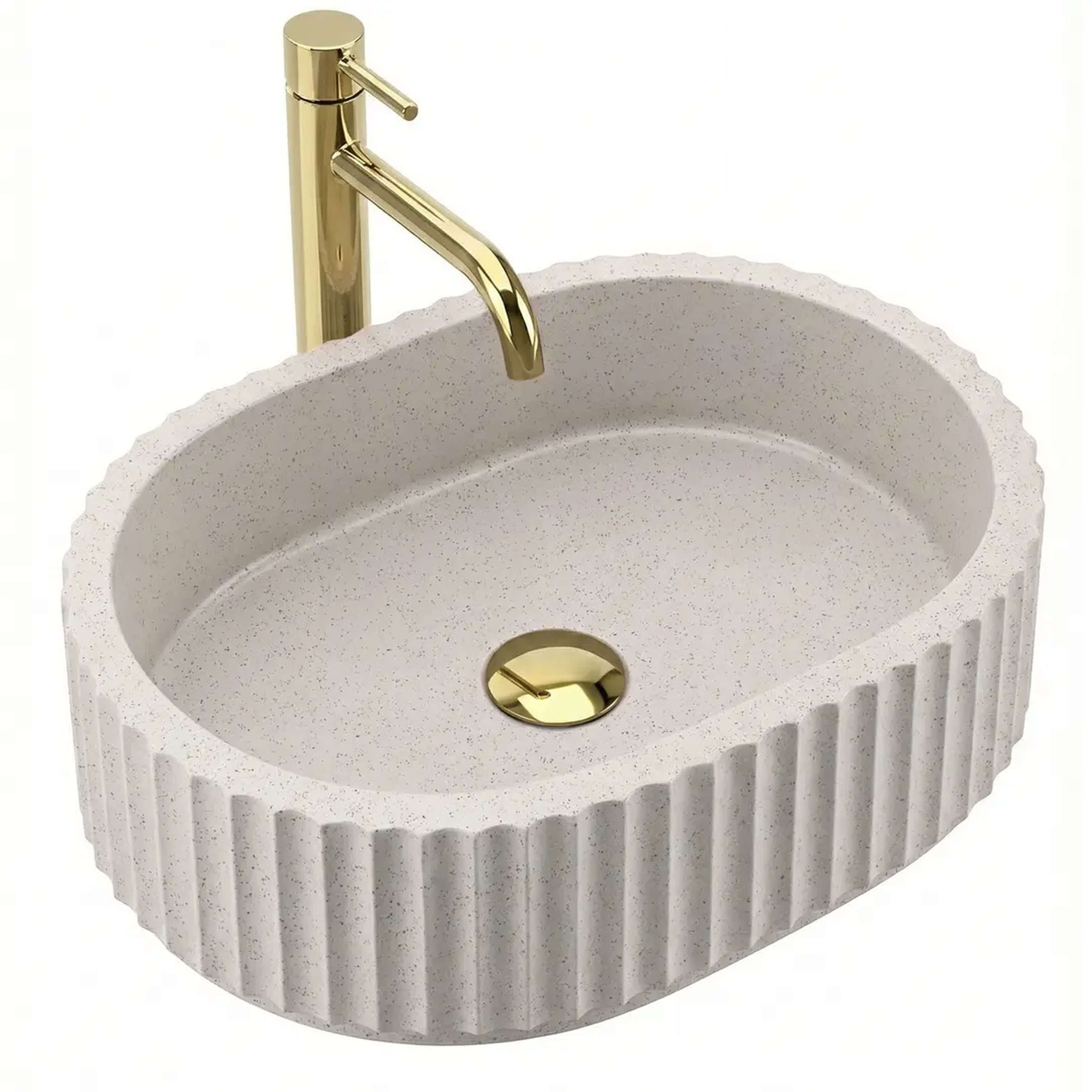 Rea Margaret lavabo 50x35.5 cm ovale à poser marron/beige mat REA-U7343