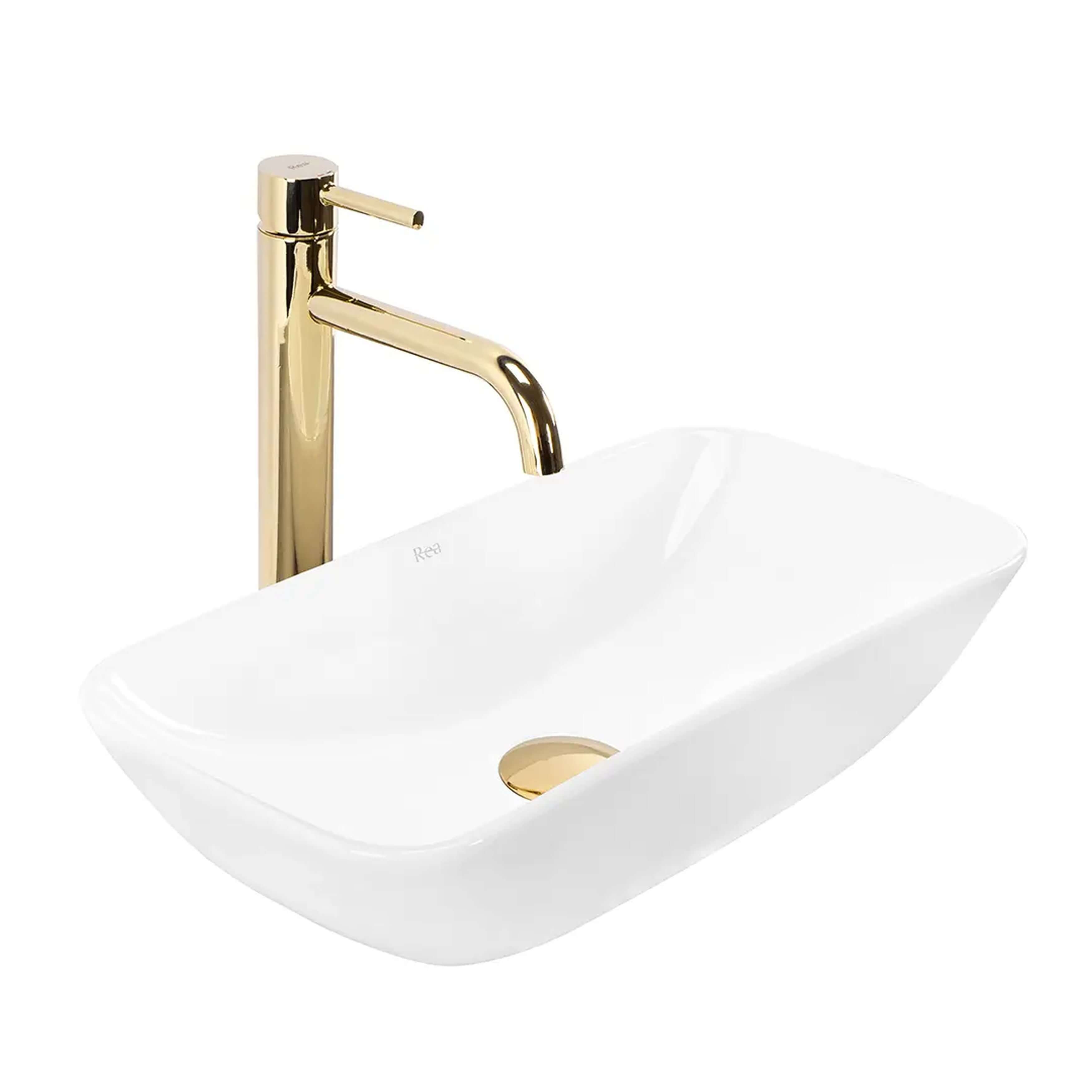 Rea Maria lavabo 48x23.5 cm rectangulaire à poser blanc brillant REA-U6980
