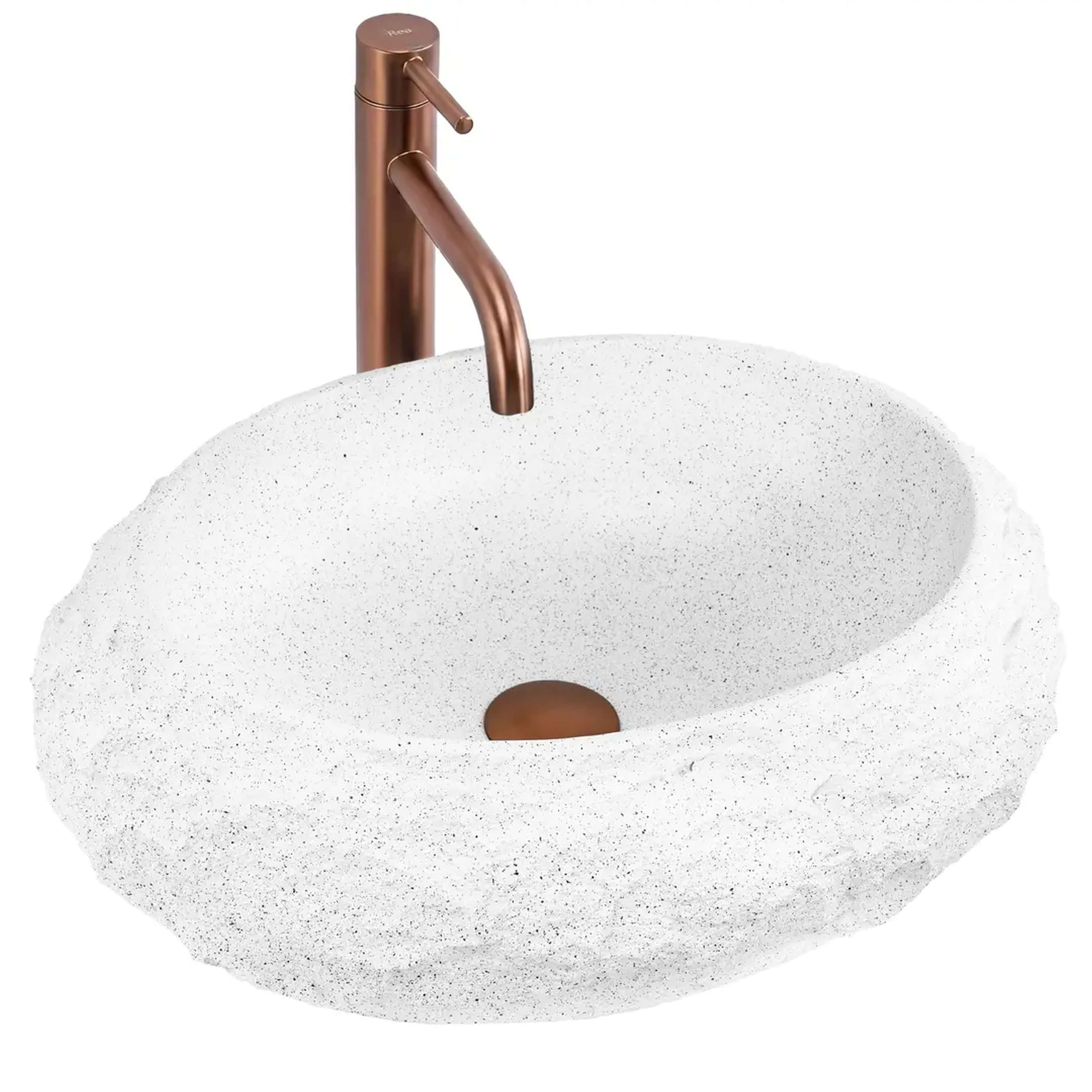 Rea Mika lavabo 50x38 cm ovale à poser blanc-gris/pierre mat REA-U3223