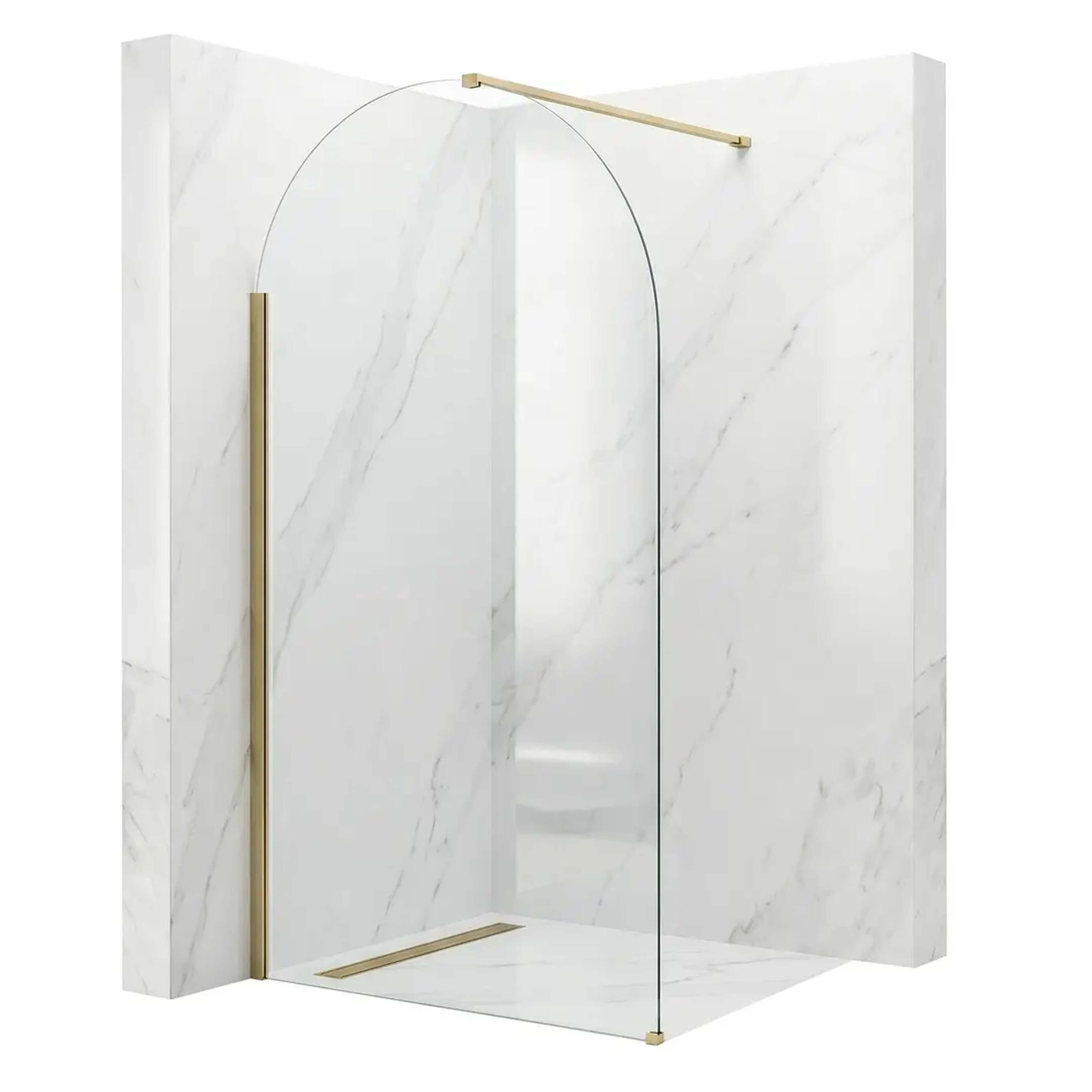 Rea Heaven paroi de douche walk-in 100 cm doré brossé/verre transparent REA-K6684