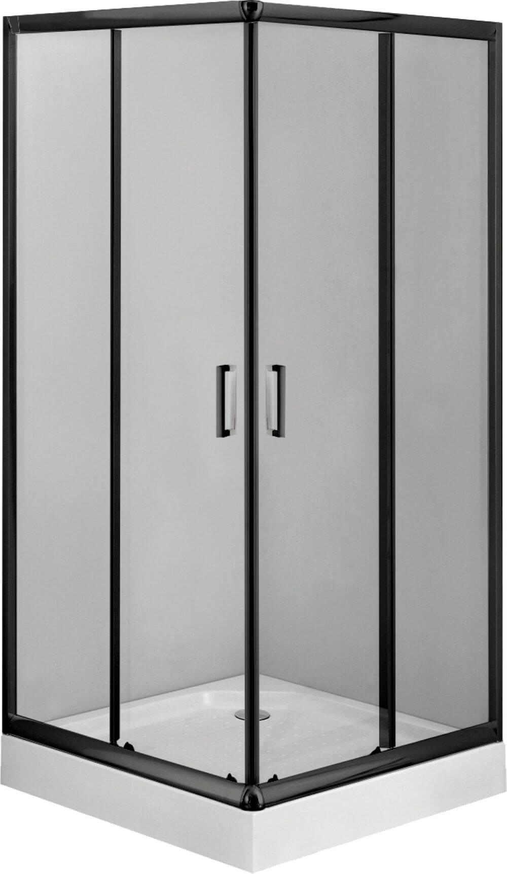 Deante Funkia cabine avec receveur 90x90 cm carrée noir mat/verre transparent KDDZN41K