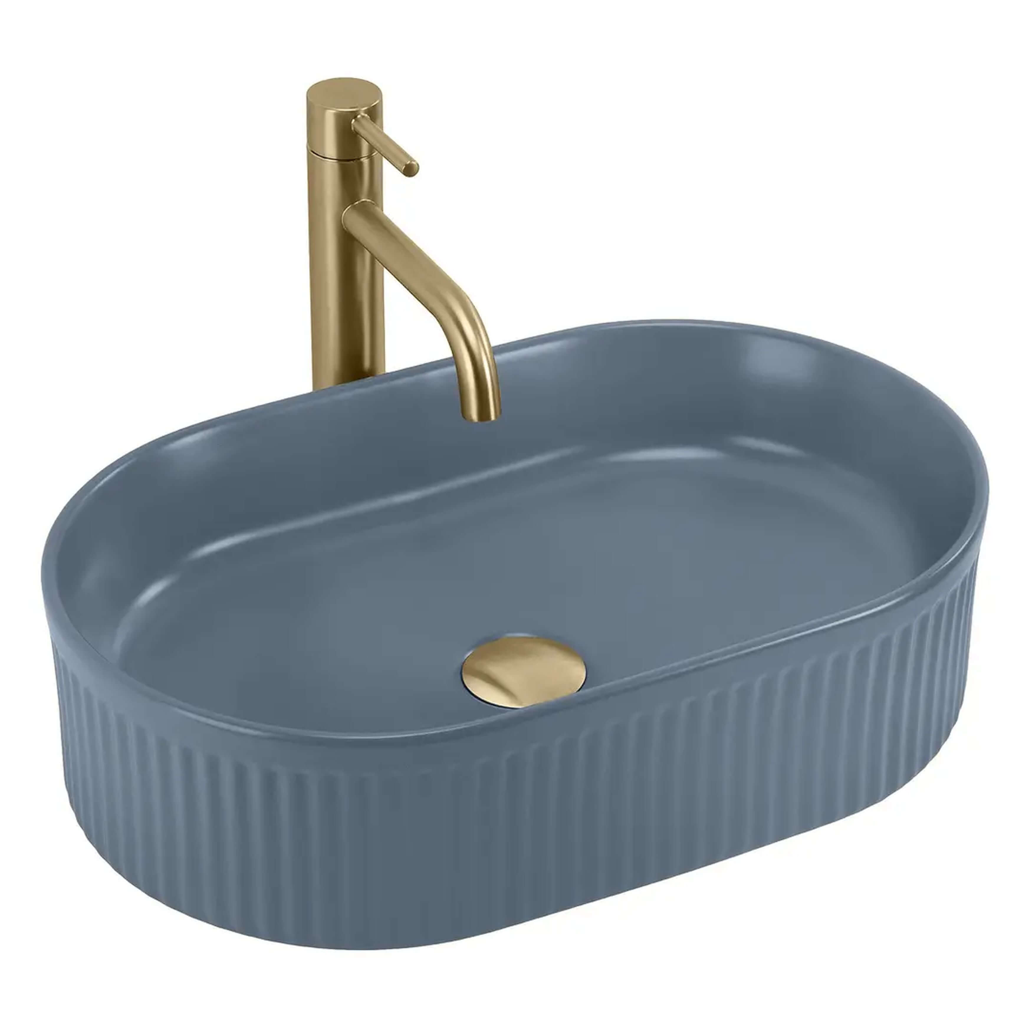 Rea Vanda lavabo 49x31 cm ovale à poser bleu mat REA-U3535
