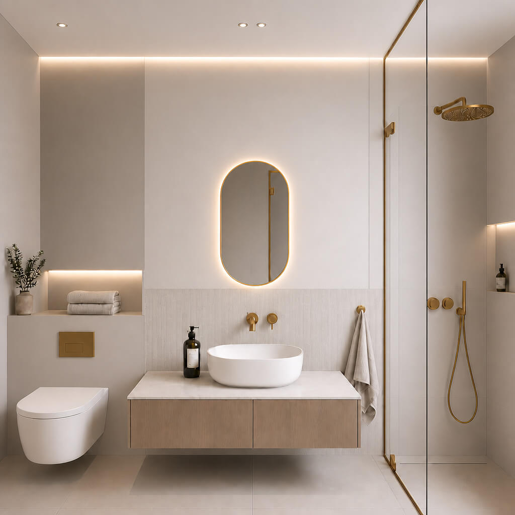 Baltica Design Aluma miroir 50x100 cm ovale avec éclairage doré 5904107934457