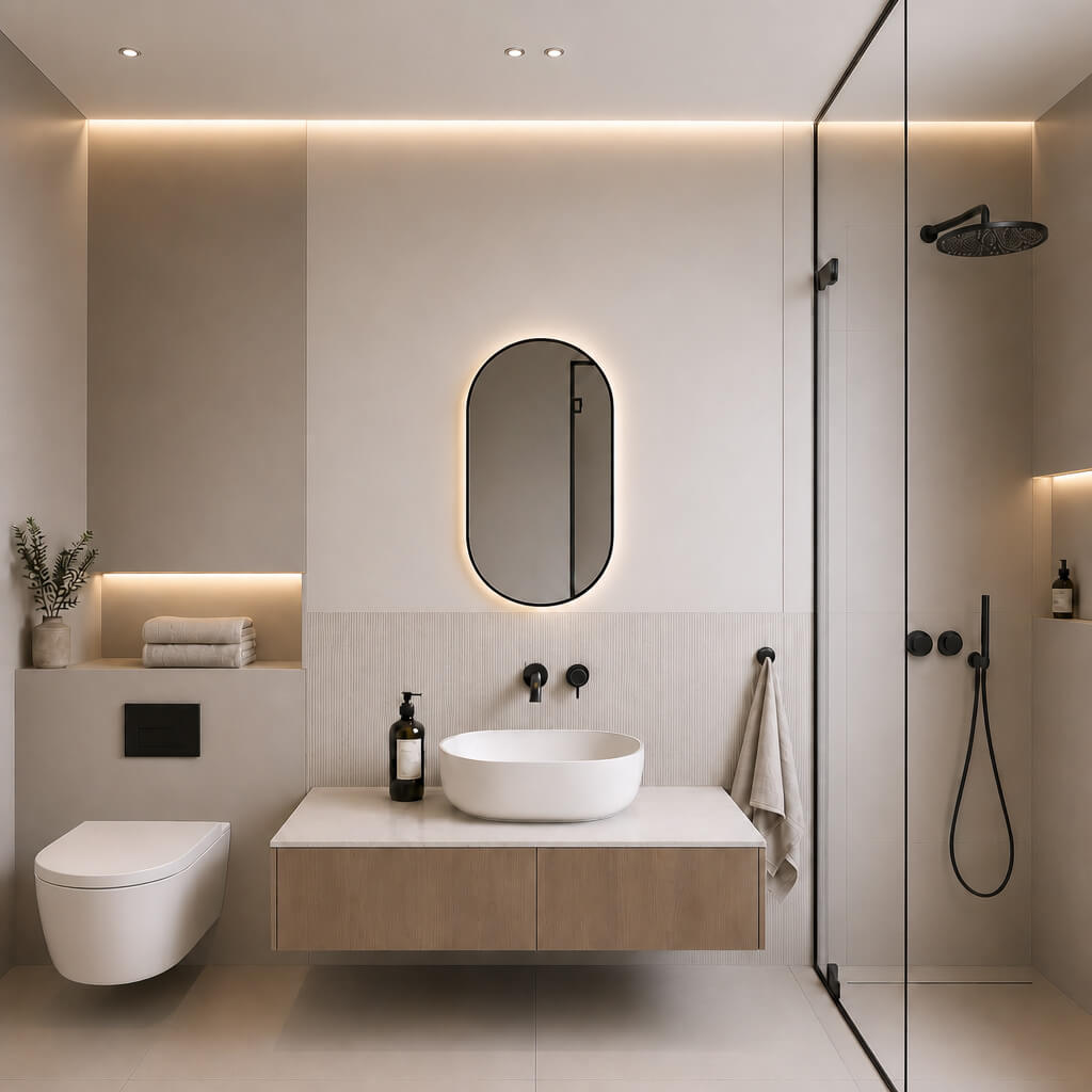 Baltica Design Aluma miroir 40x80 cm ovale avec éclairage noir 5904107934303