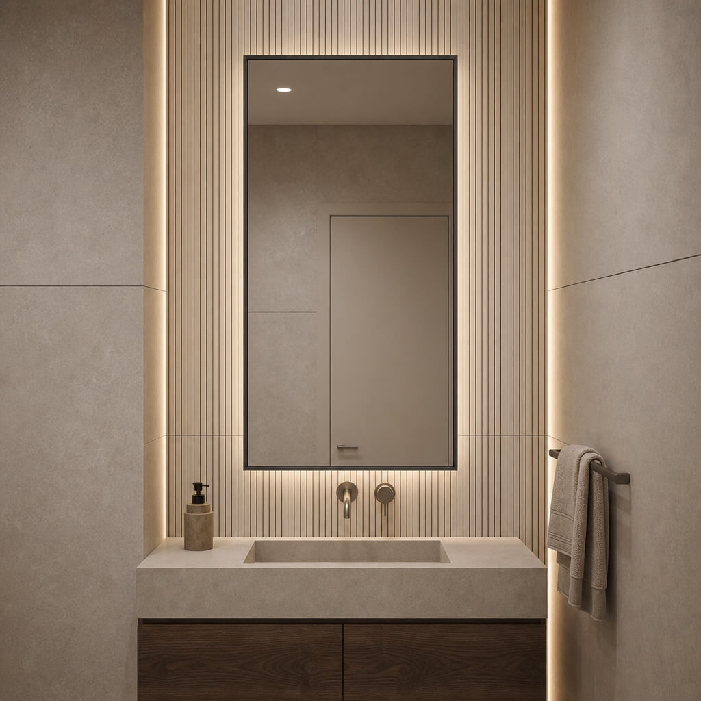 Baltica Design Aluma miroir 50x70 cm rectangulaire avec éclairage noir 5904107934174