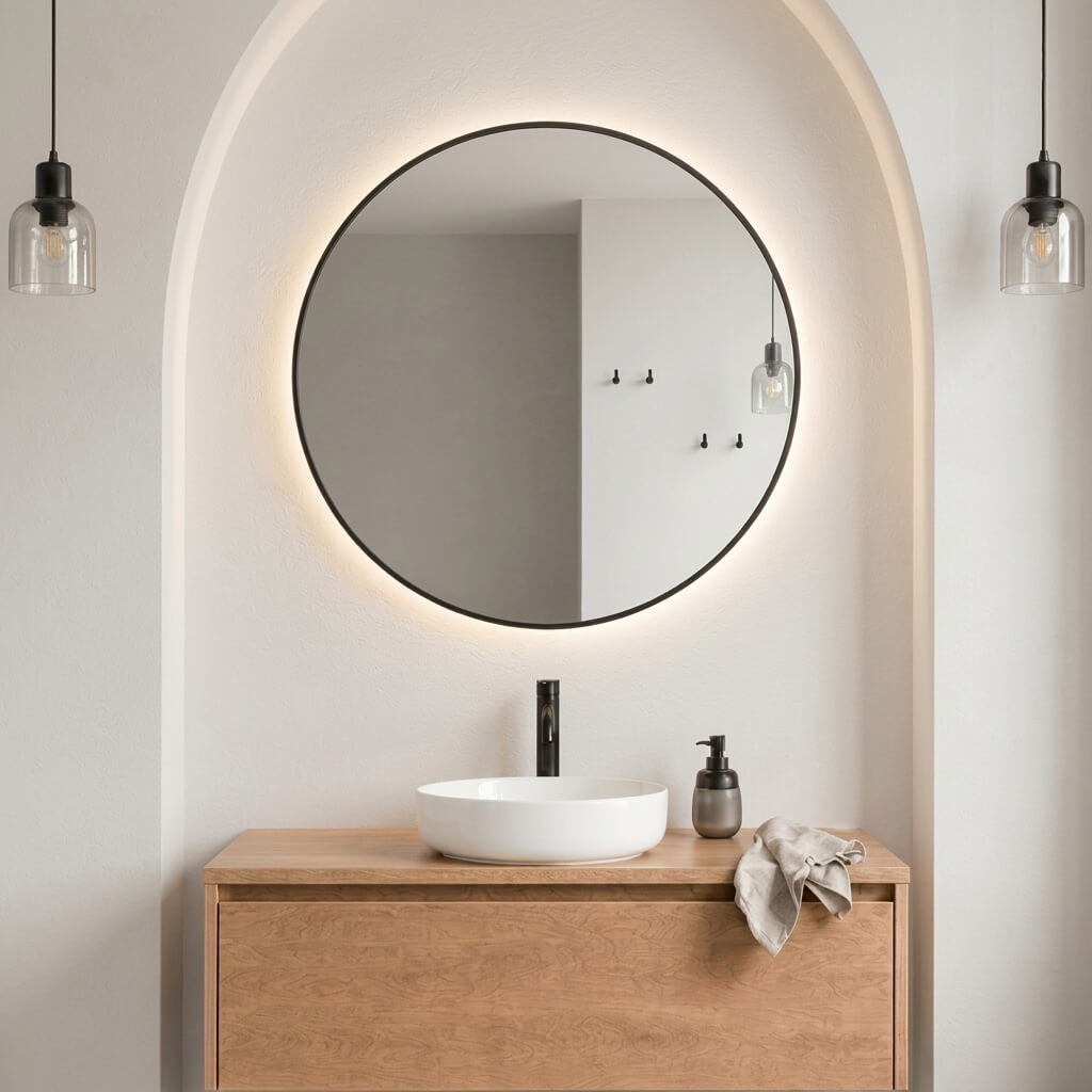 Baltica Design Aluma miroir 50x50 cm circulaire avec éclairage noir 5904107933771
