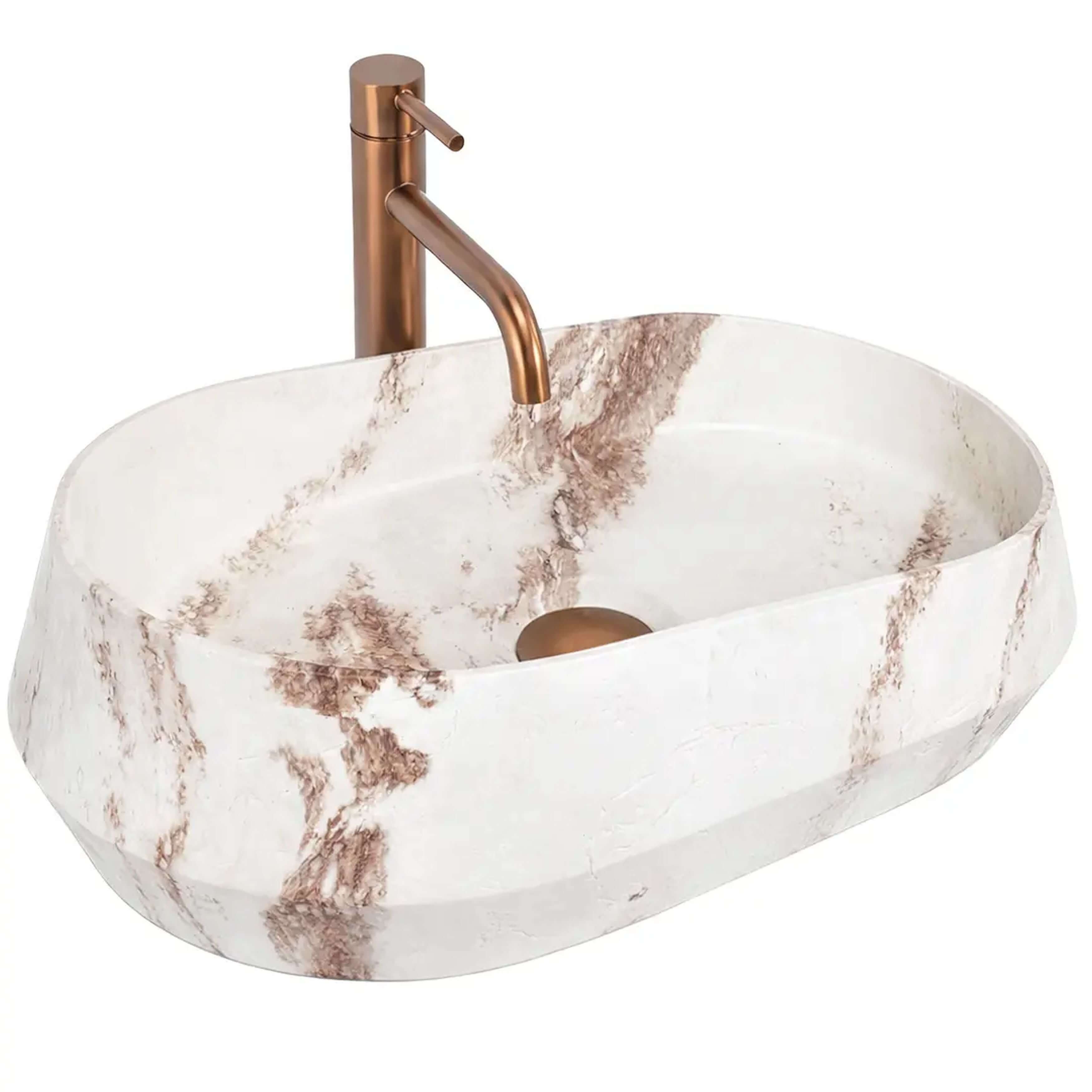 Rea Dune lavabo 59x38 cm à poser gris/pierre-marron/beige mat REA-U3540