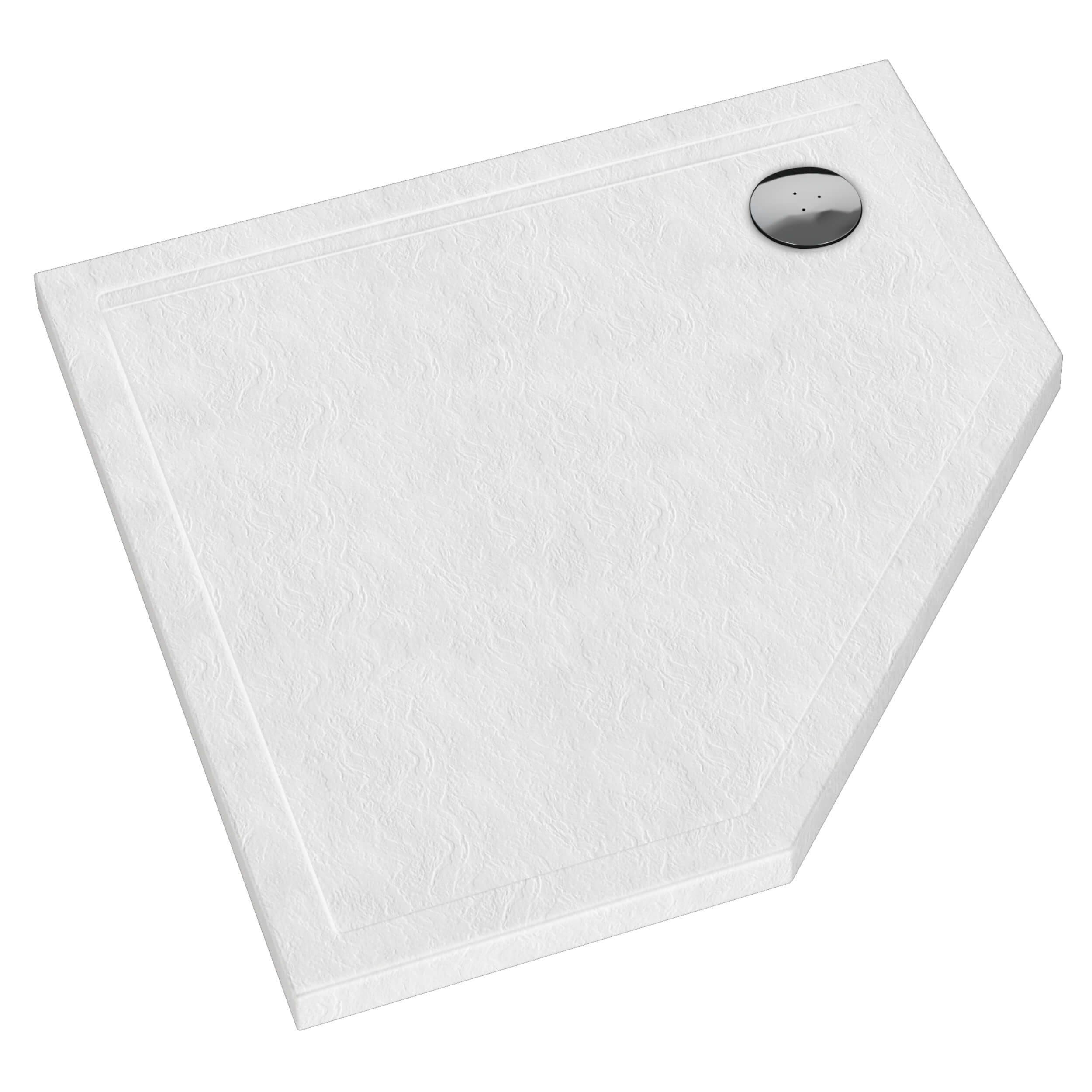 Schedpol Caspar New White Stone receveur de douche pentagonal 90x90 cm blanc 3.2398/B/ST