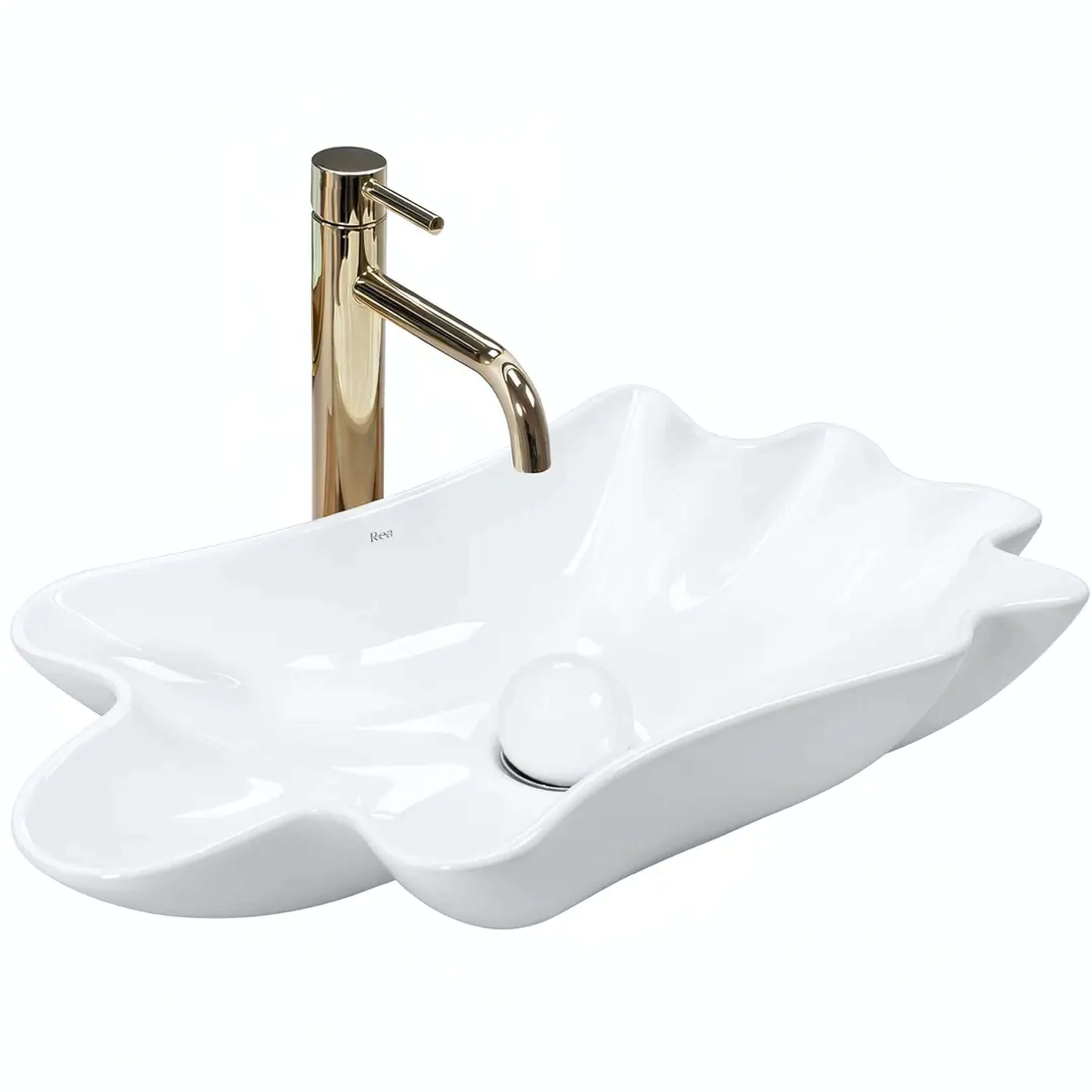 Rea Infinity lavabo avec bouchon 62x33 cm à poser blanc brillant REA-U3607