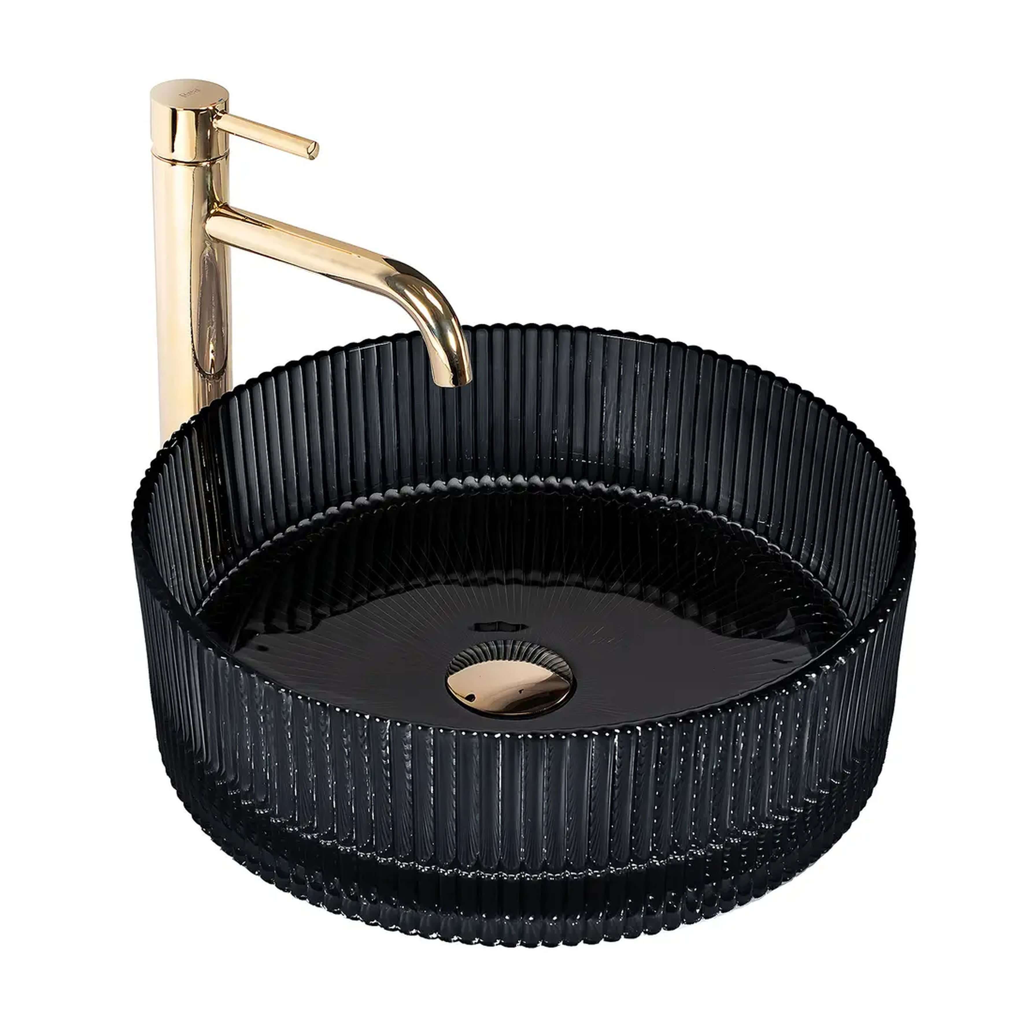 Rea Ingrid lavabo 36x36 cm ronde à poser noir brillant REA-U8520