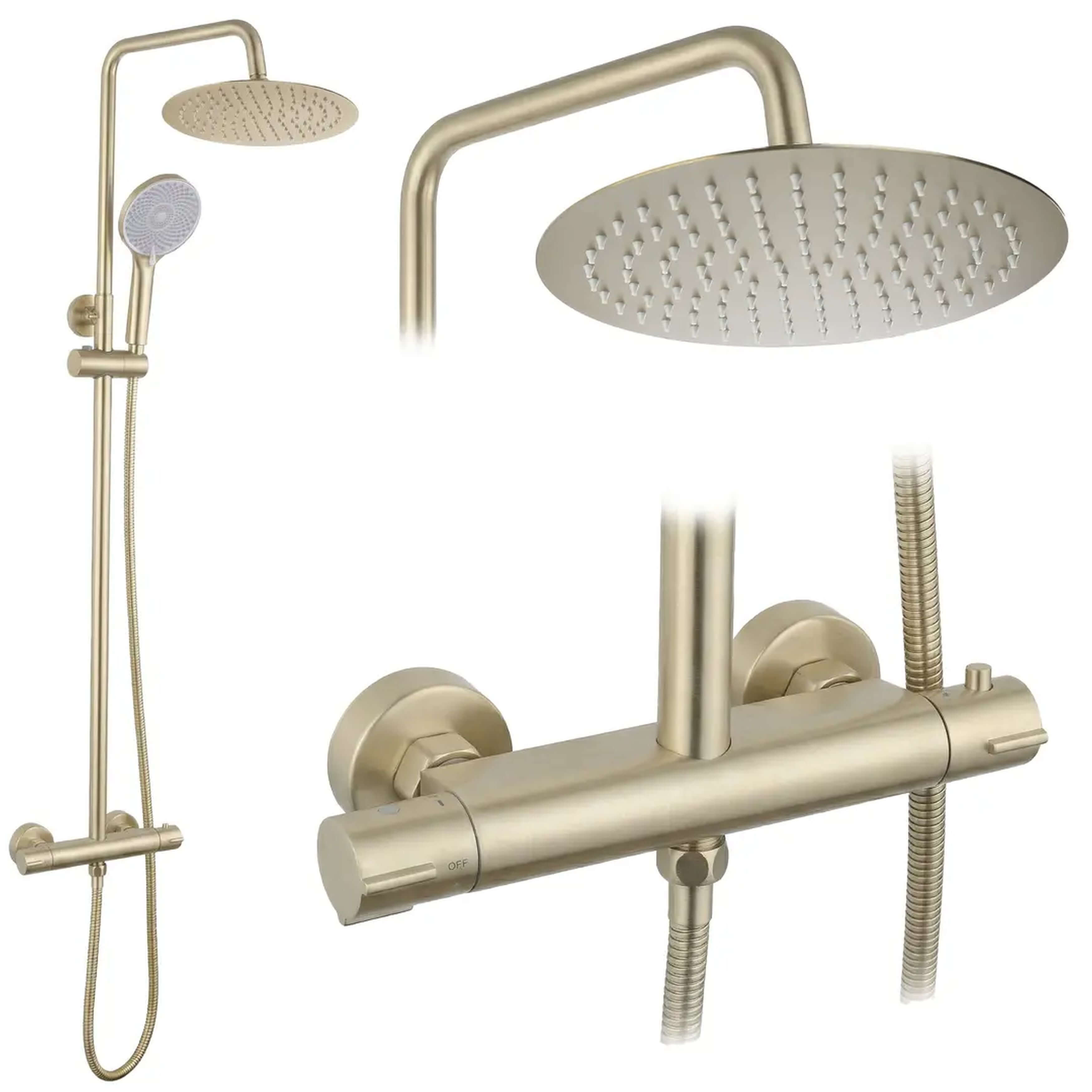 Rea Lungo ensemble de douche mural avec thermostat oui doré REA-P6730