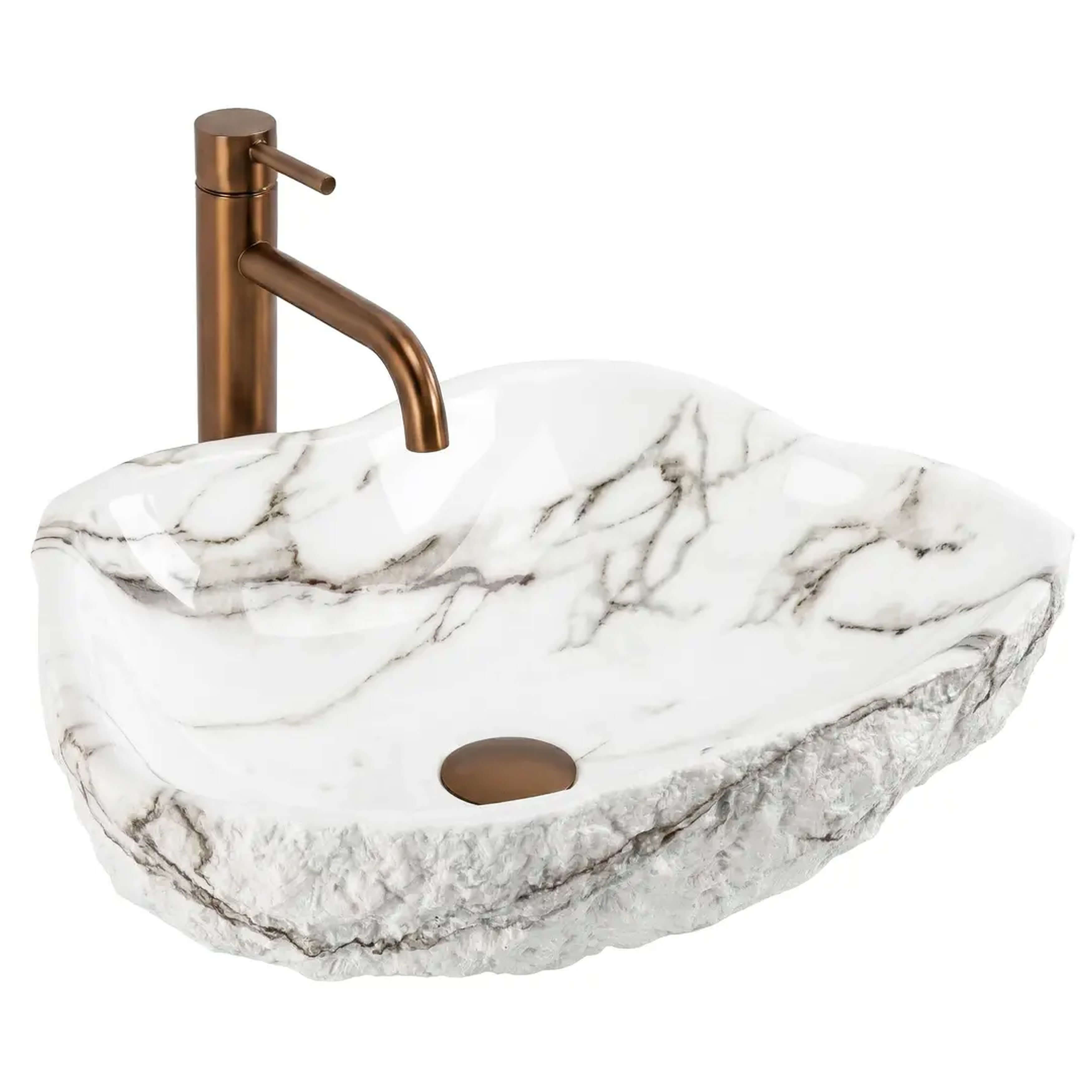 Rea Isla lavabo 49x37 cm à poser blanc-gris/pierre mat REA-U3222