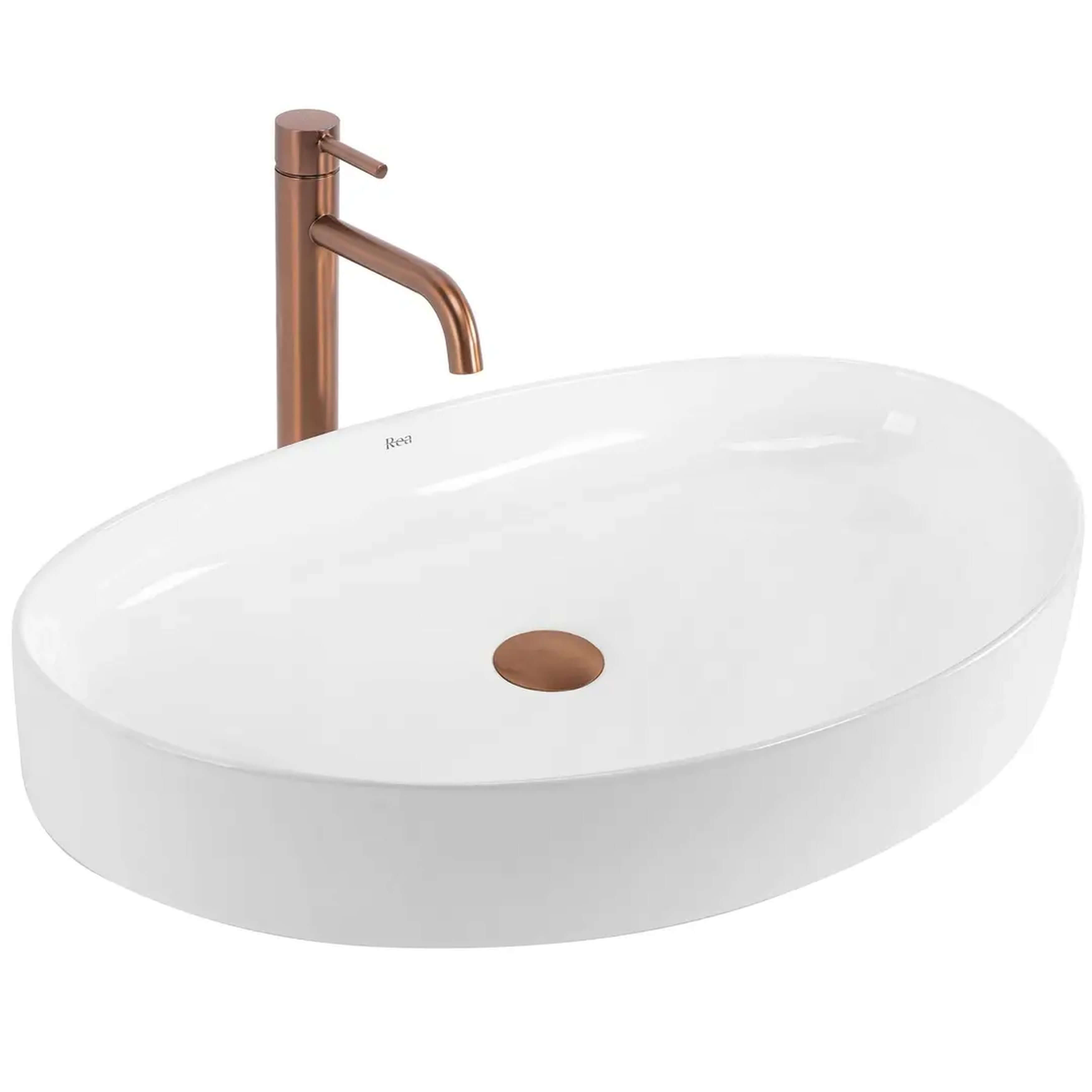 Rea Joana lavabo 65.5x40.5 cm ovale à poser blanc brillant REA-U6371