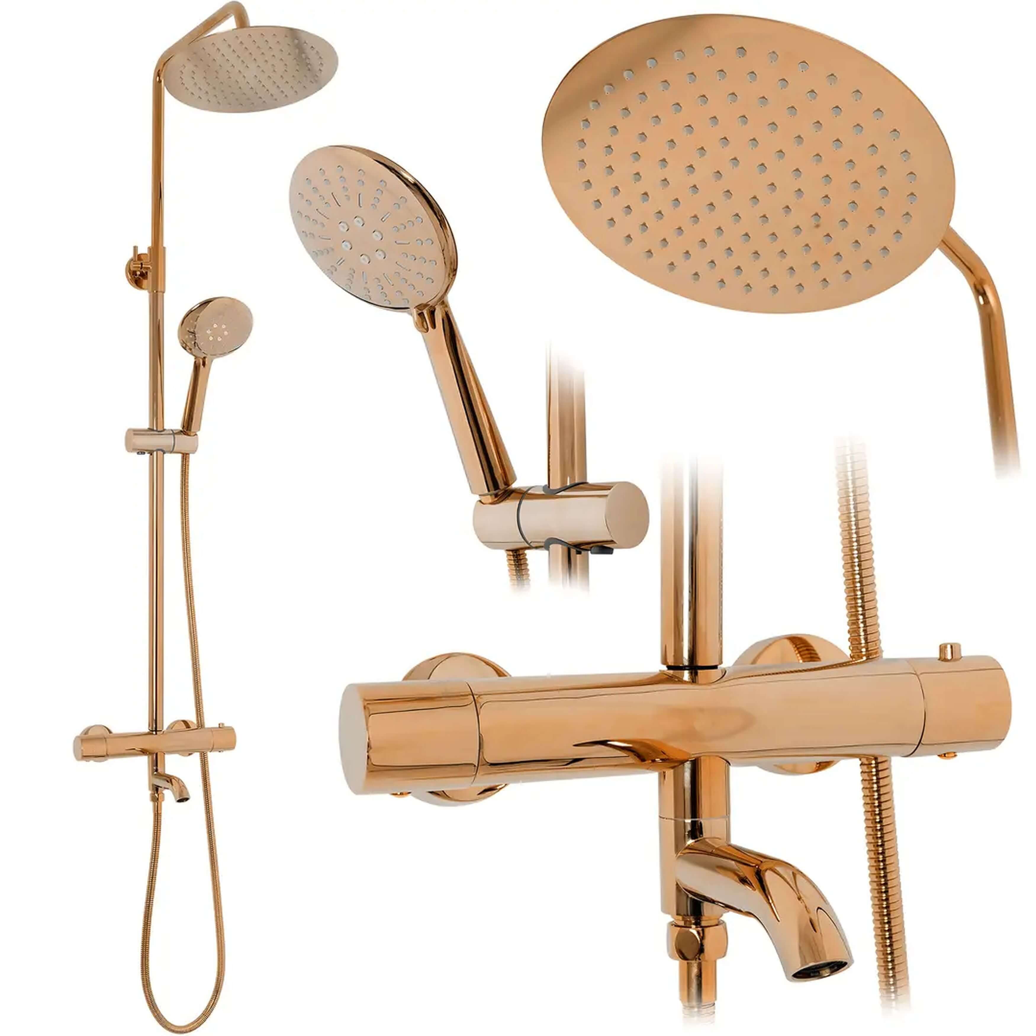 Rea Lungo ensemble de douche mural avec thermostat oui cuivre REA-P7997