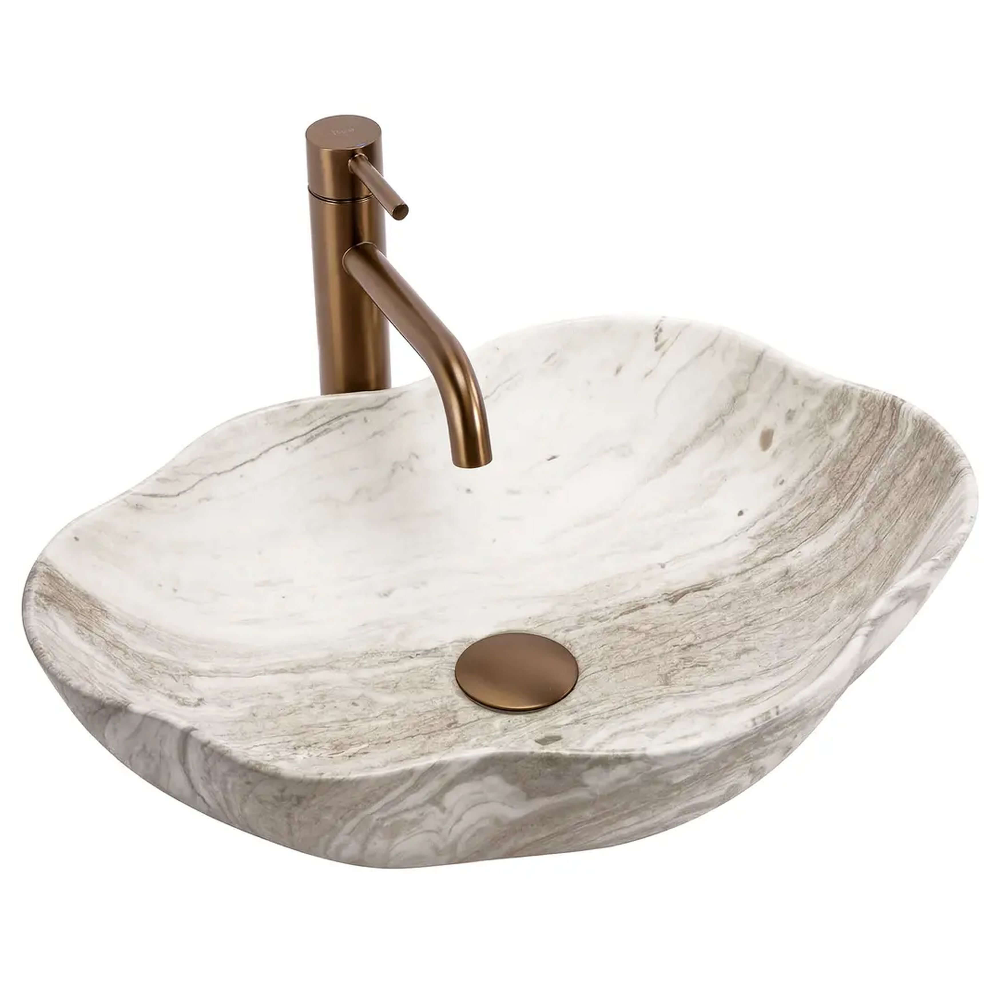 Rea Pearl lavabo 50.5x38 cm à poser marron/beige mat REA-U0618