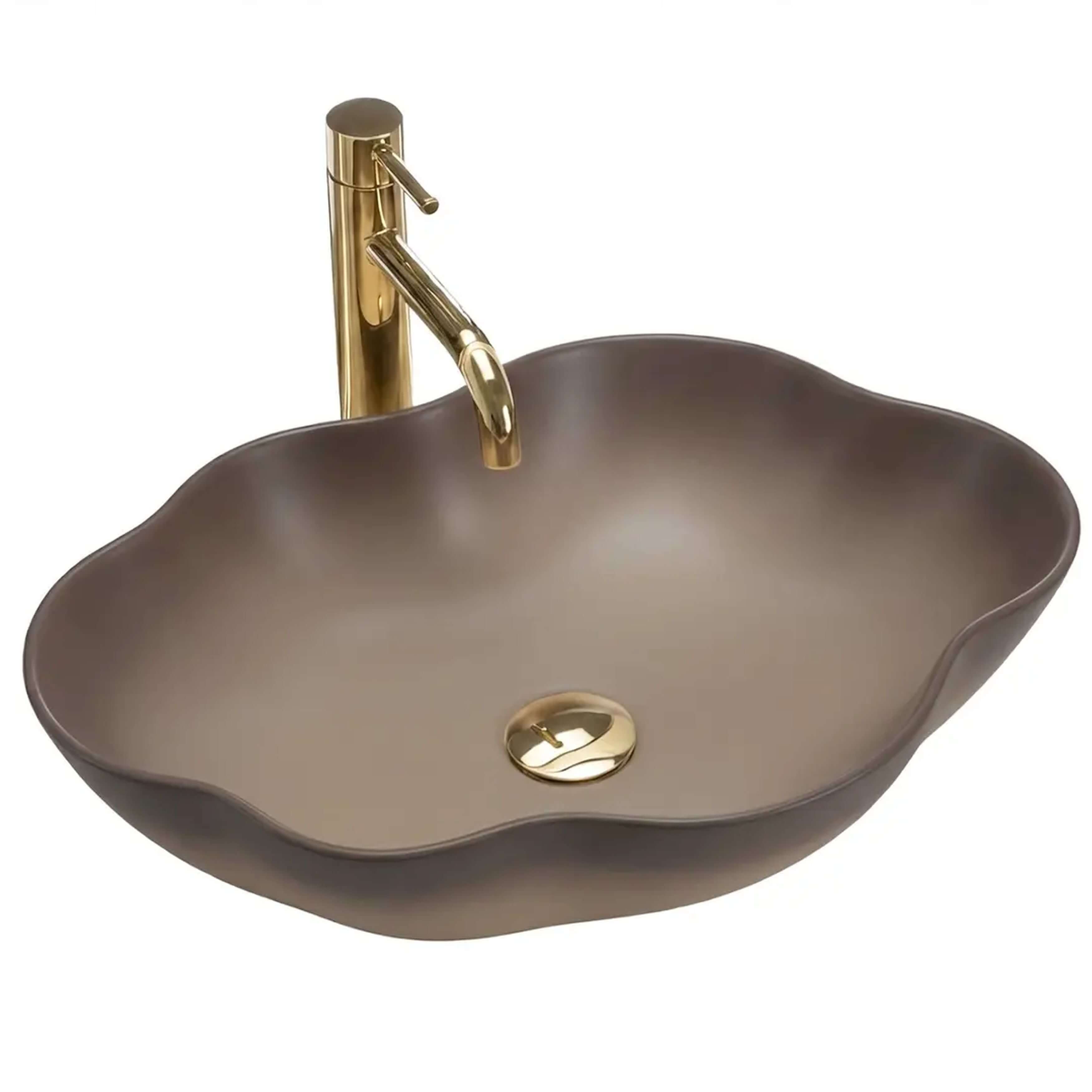 Rea Pearl lavabo 50.5x38 cm à poser marron/beige mat REA-U0629