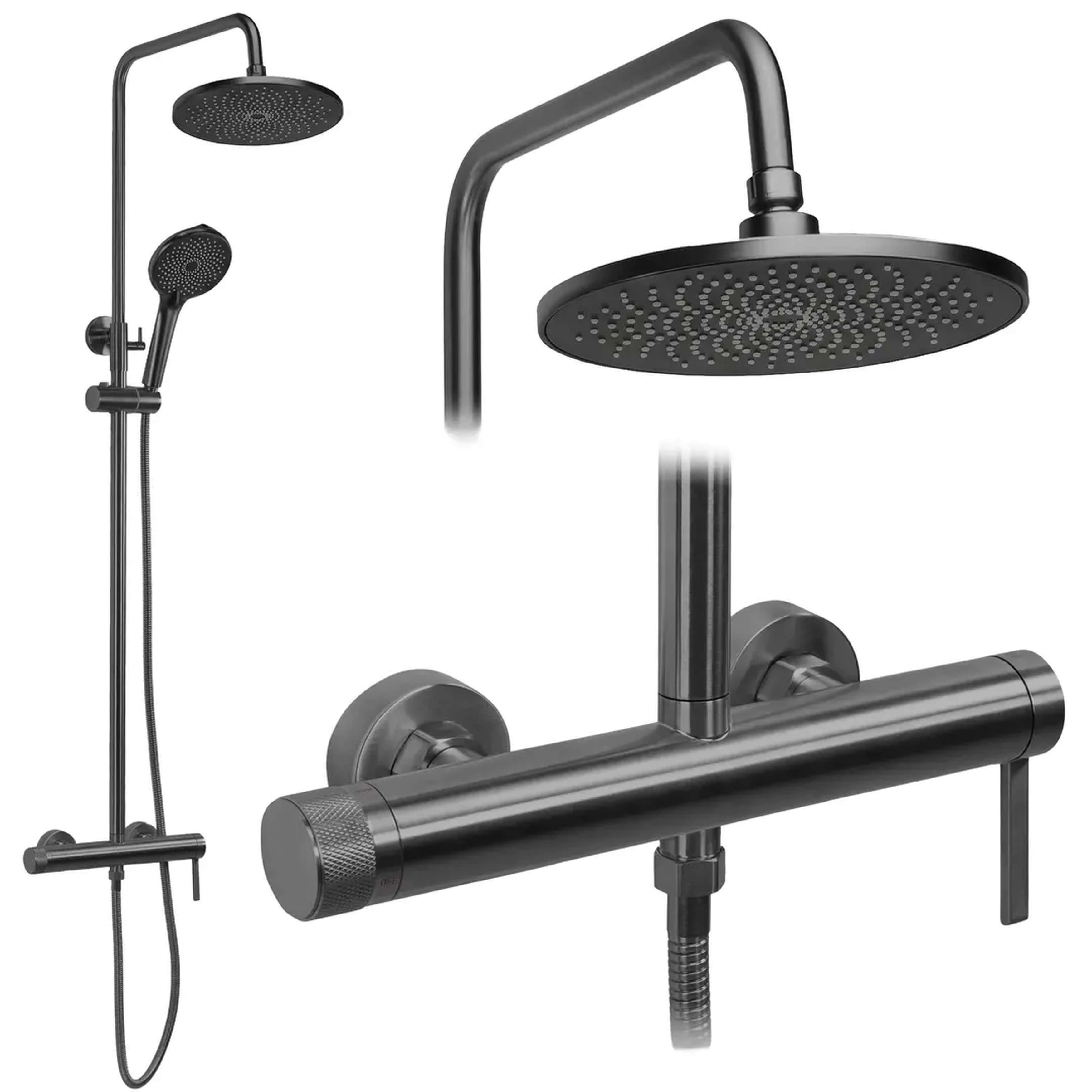 Rea Rivo ensemble de douche mural oui graphite REA-P9497