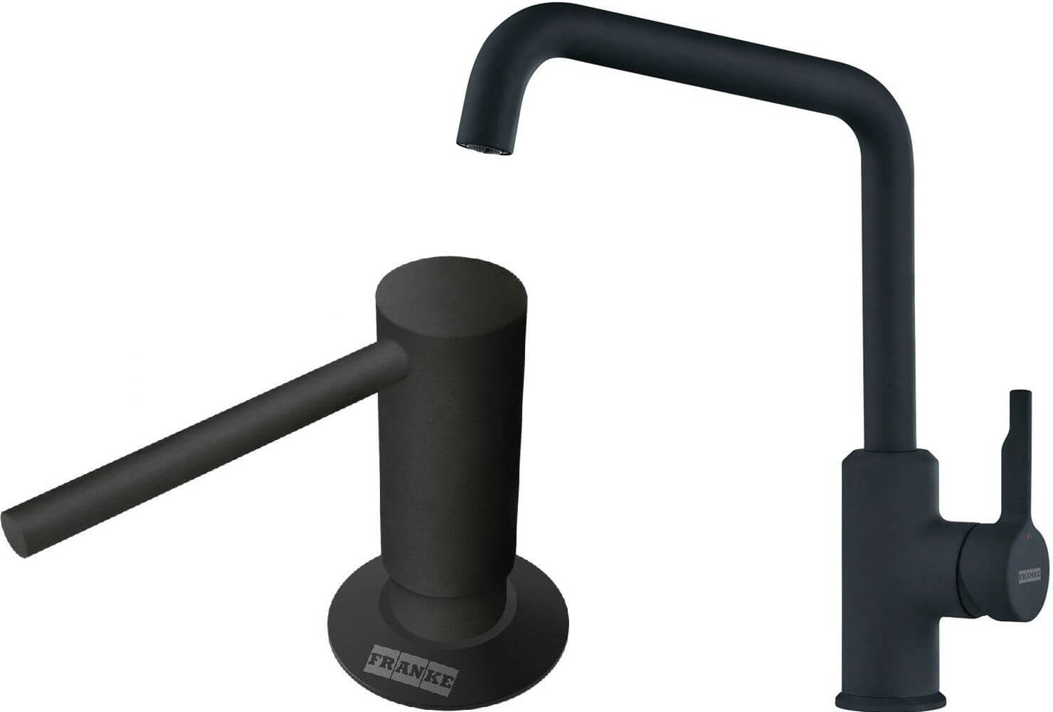 Set mitigeur de cuisine Franke Urban 115.0627.524, distributeur de savon Franke Comfort 112.0753.277
