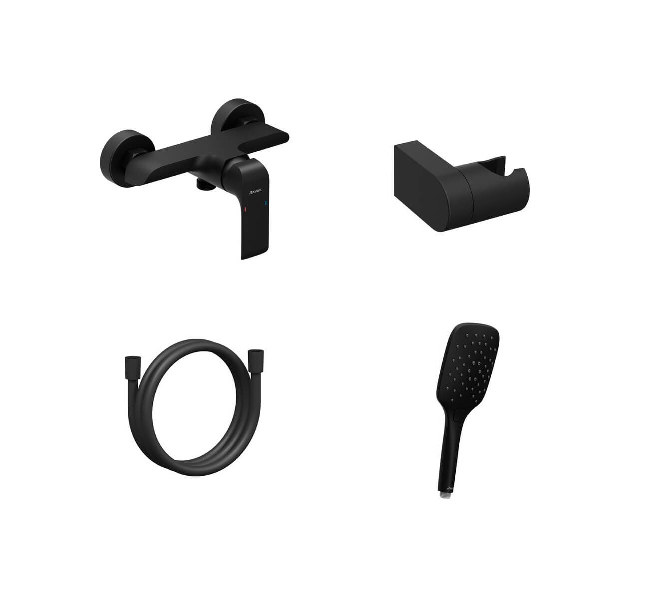 Ravak Flat mitigeur de douche murale noir X07S116